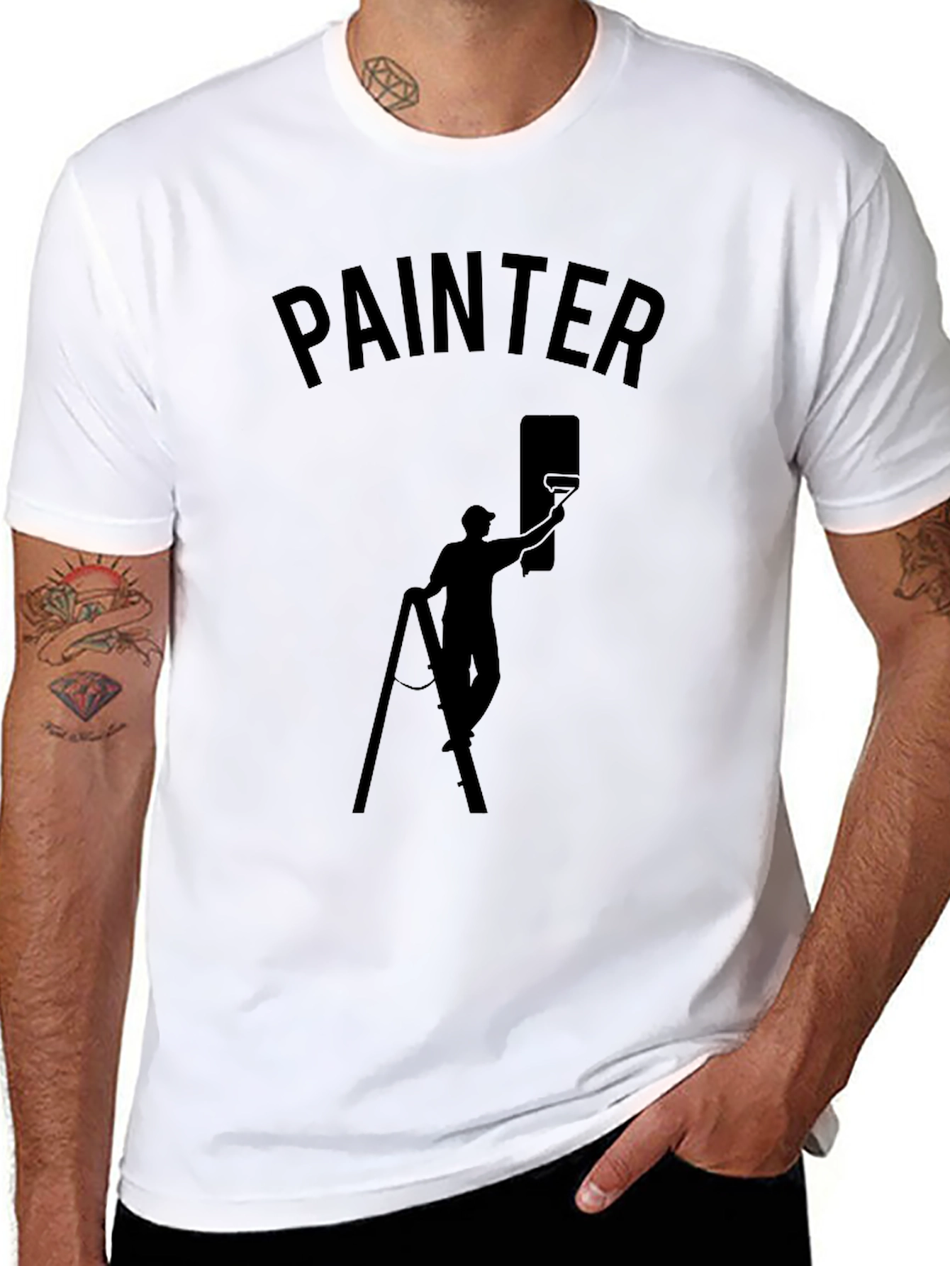 Painter Graphic T-Shirt - Black Crew Neck Tee