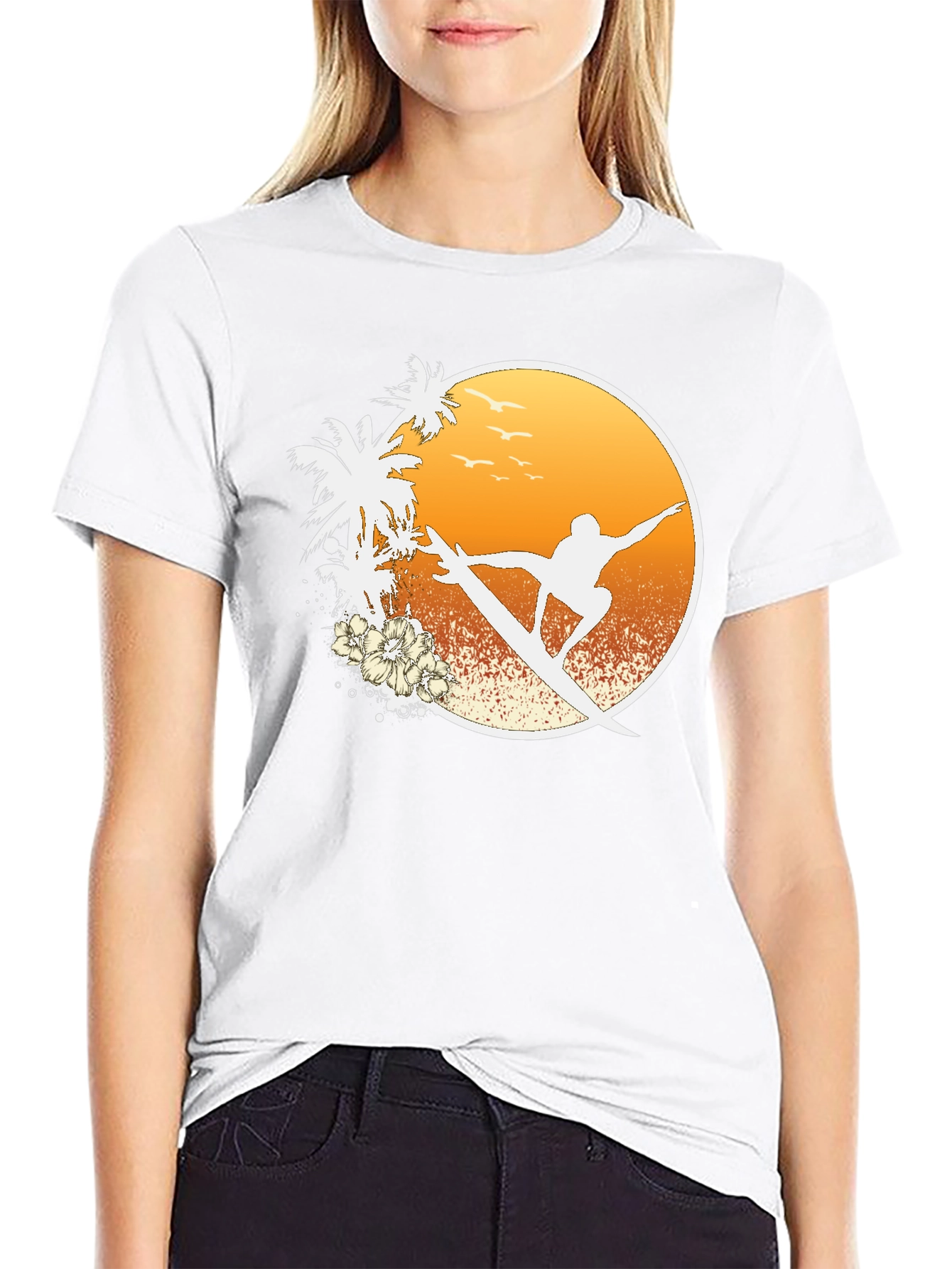 Surfer Sunset Graphic Tee - Beach Vibes T-Shirt