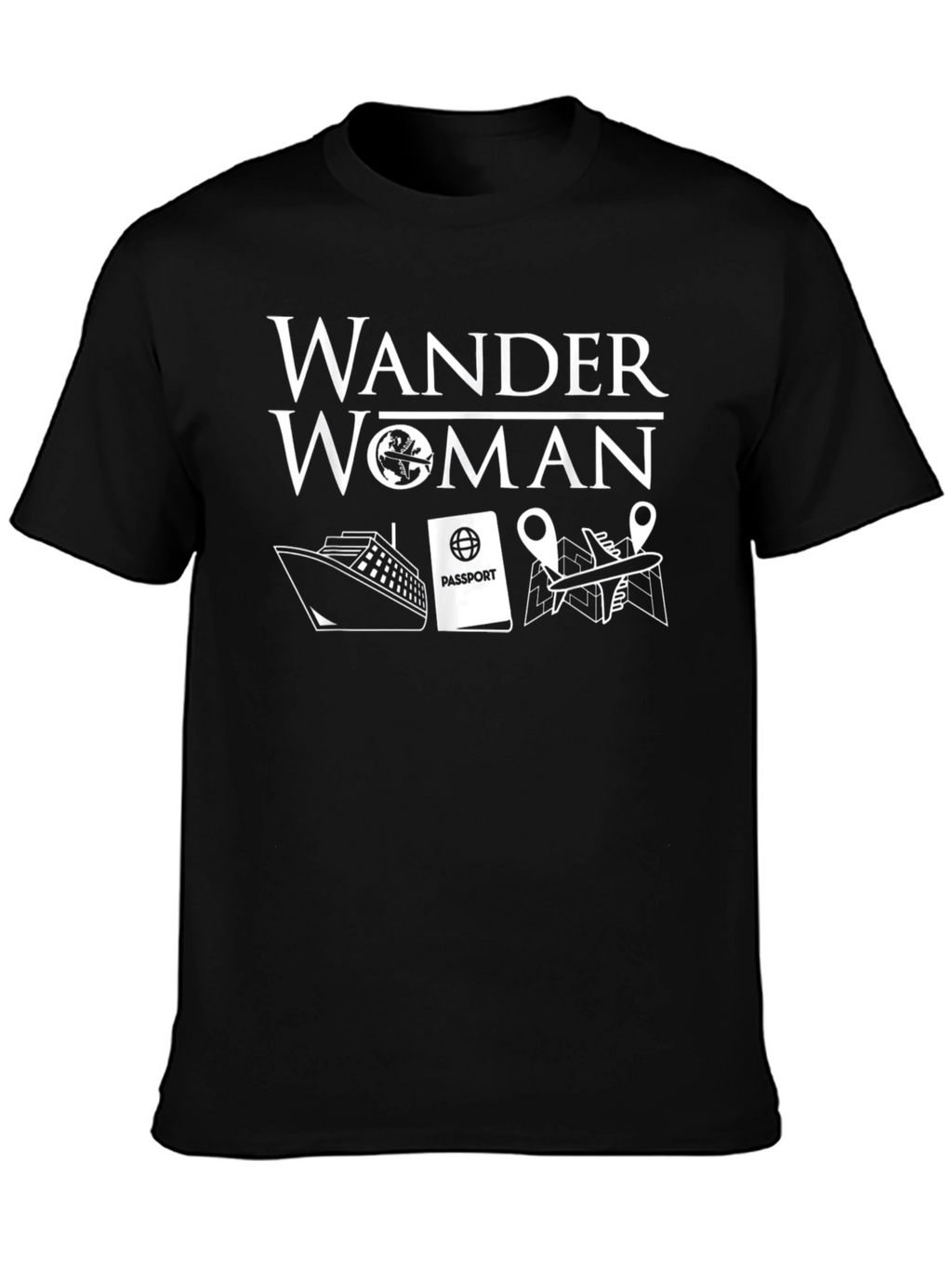 Wander Woman Black Graphic T-Shirt - Travel Lover Tee