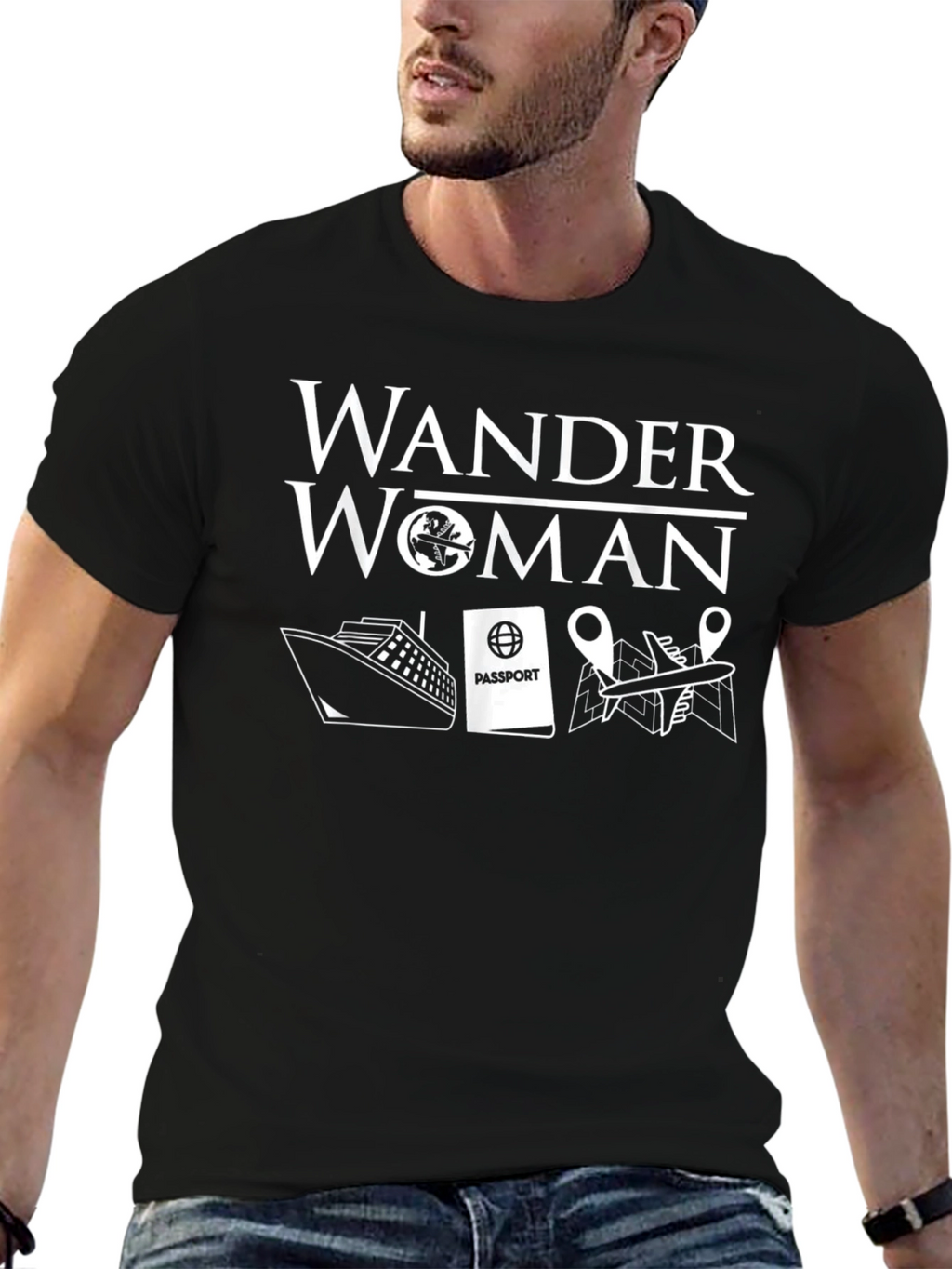 Wander Woman Black Graphic T-Shirt - Travel Lover Tee