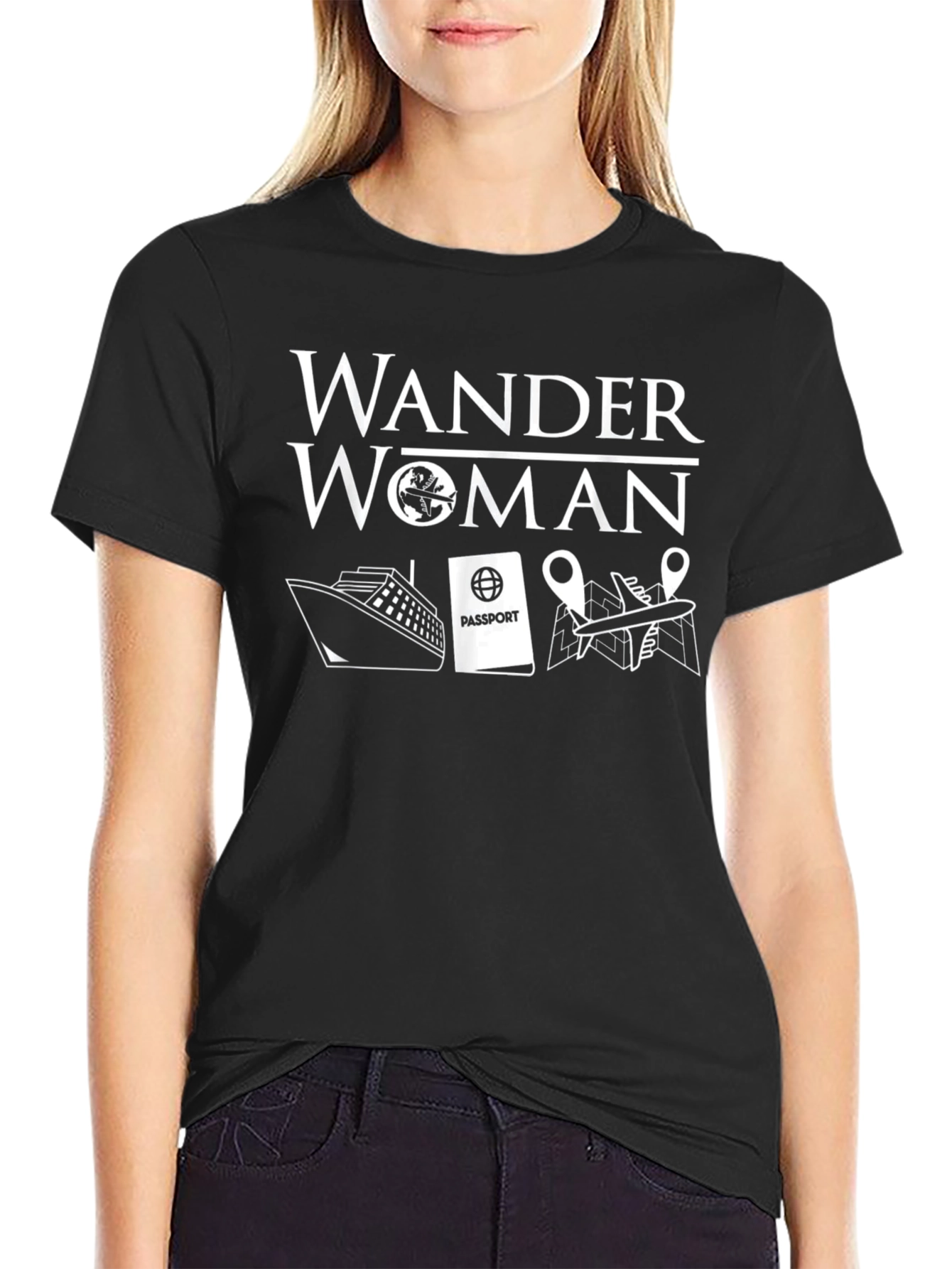 Wander Woman Black Graphic T-Shirt - Travel Lover Tee