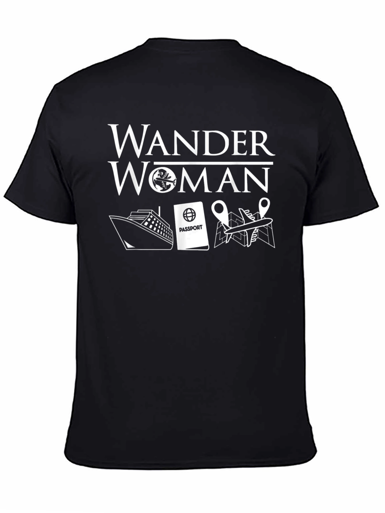 Wander Woman Black Graphic T-Shirt - Travel Lover Tee