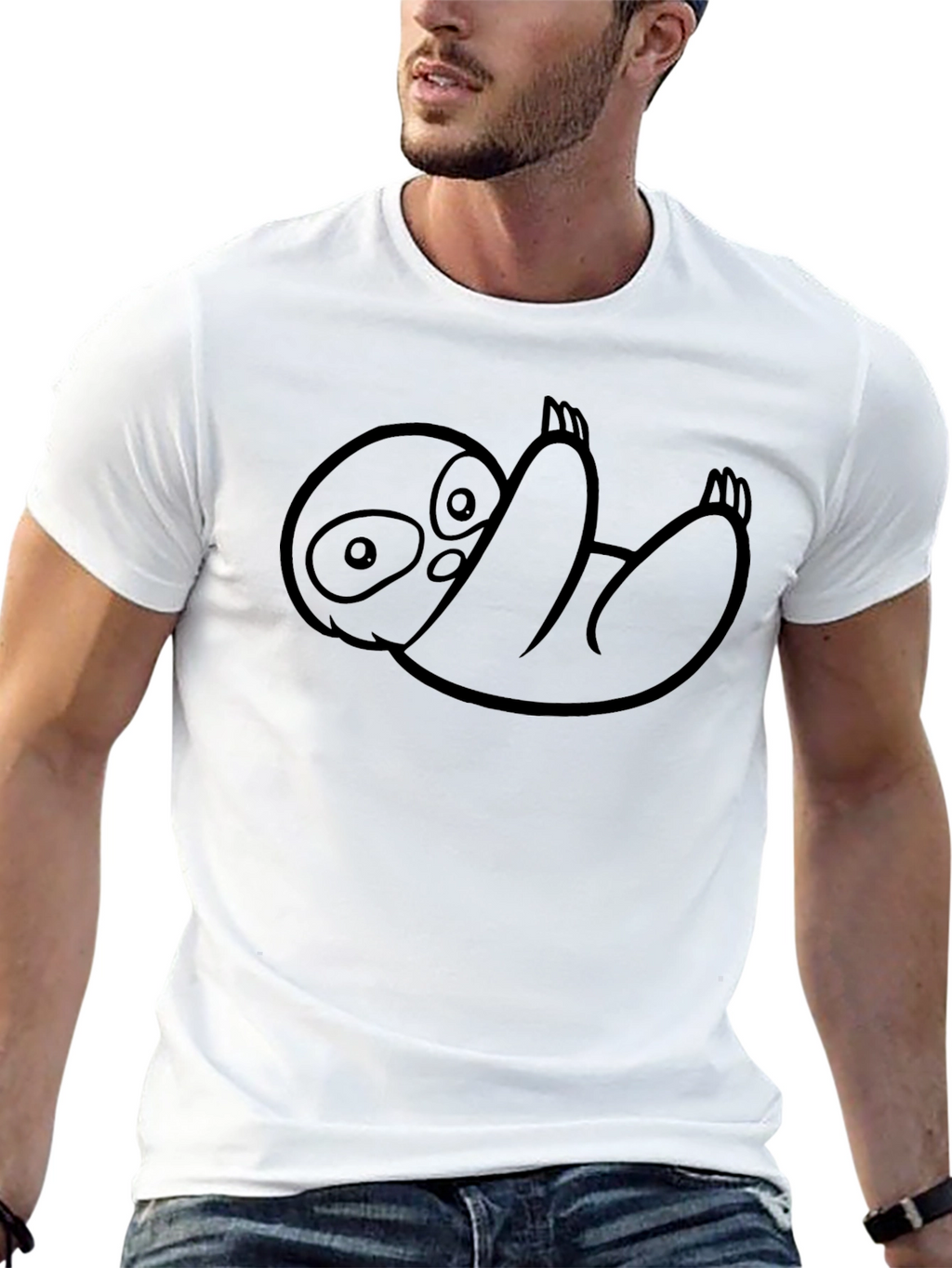 Sloth Graphic Tee - Relaxed Fit Black T-Shirt