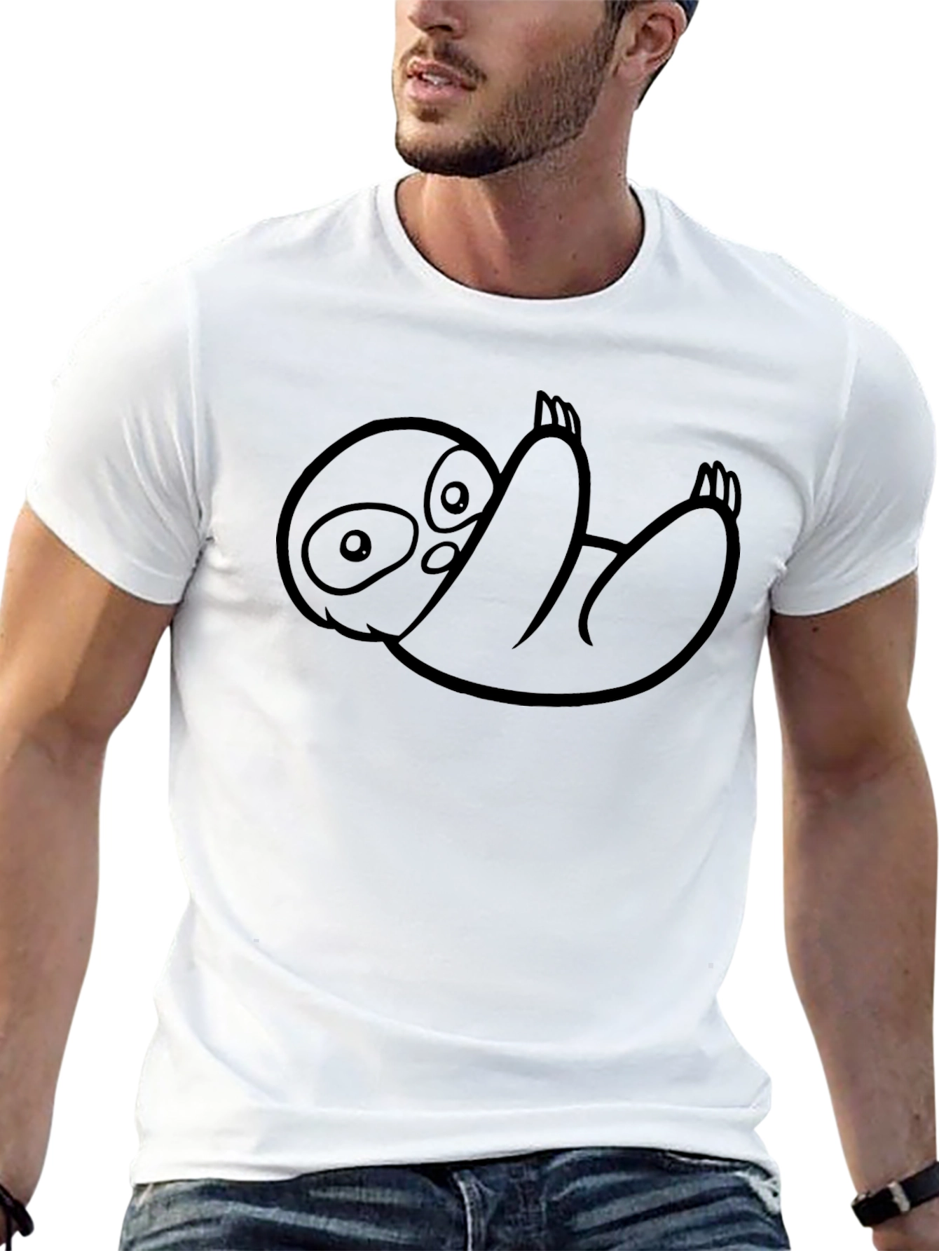 Sloth Graphic Tee - Relaxed Fit Black T-Shirt