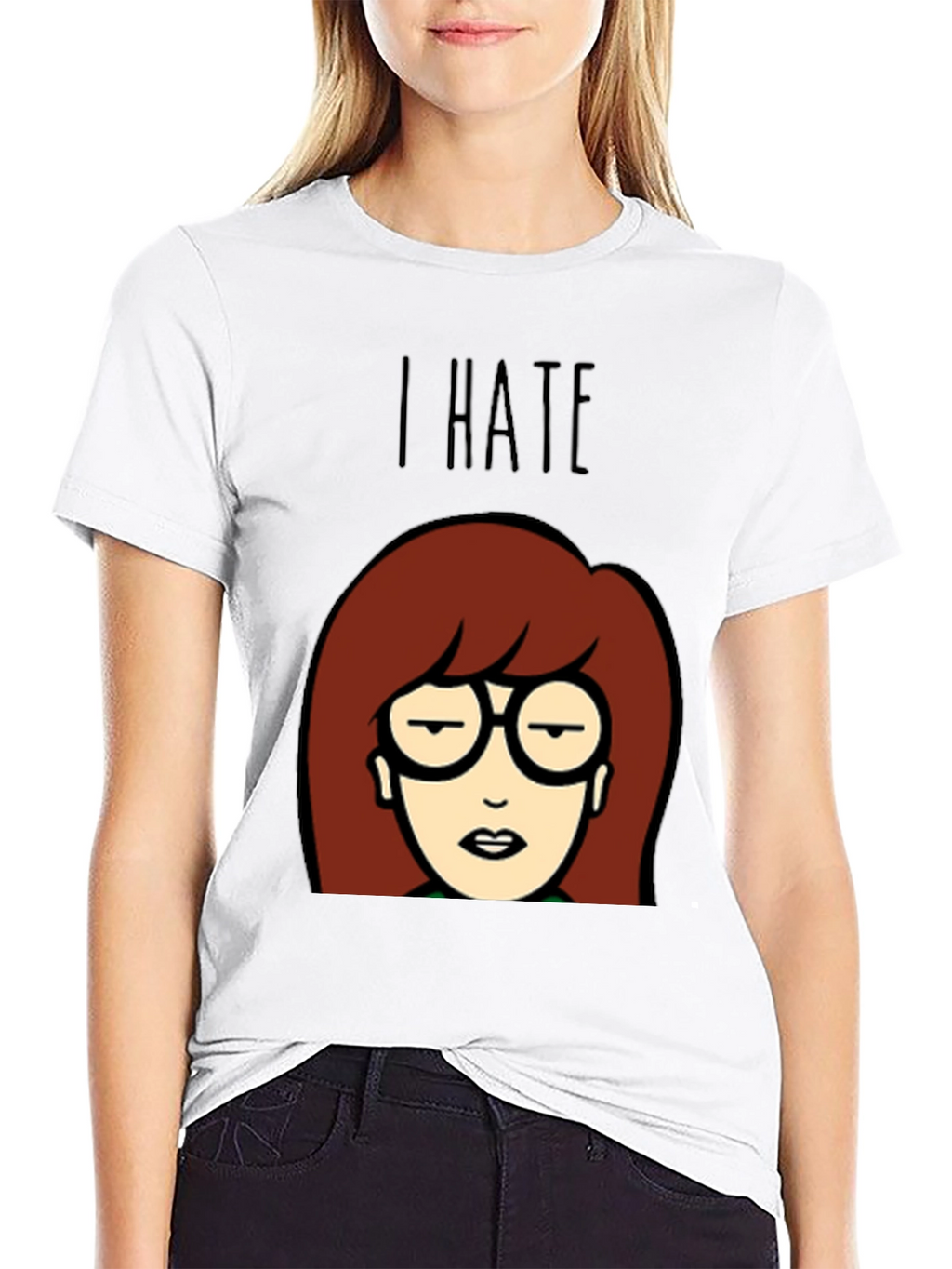 I Hate Daria Cartoon Graphic Tee - Black