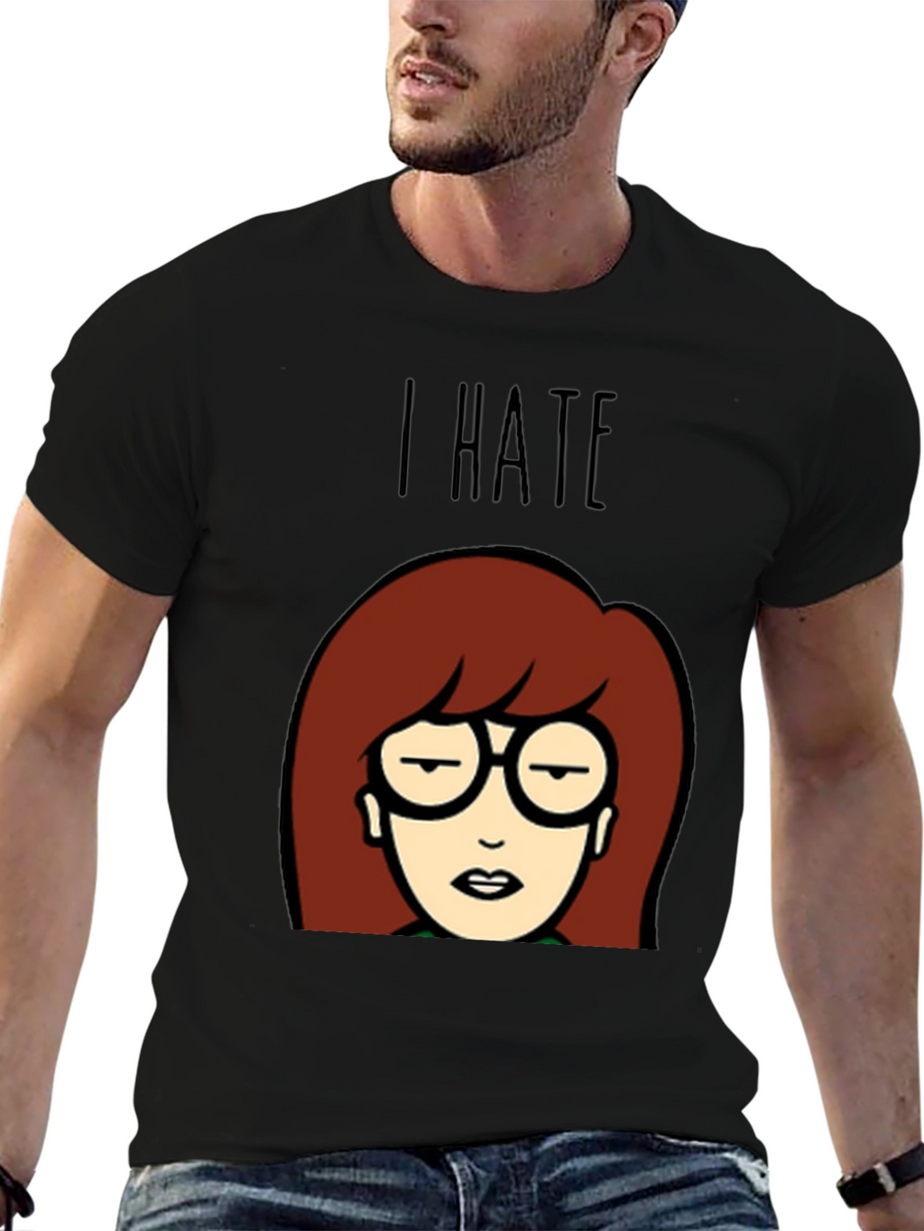 I Hate Daria Cartoon Graphic Tee - Black