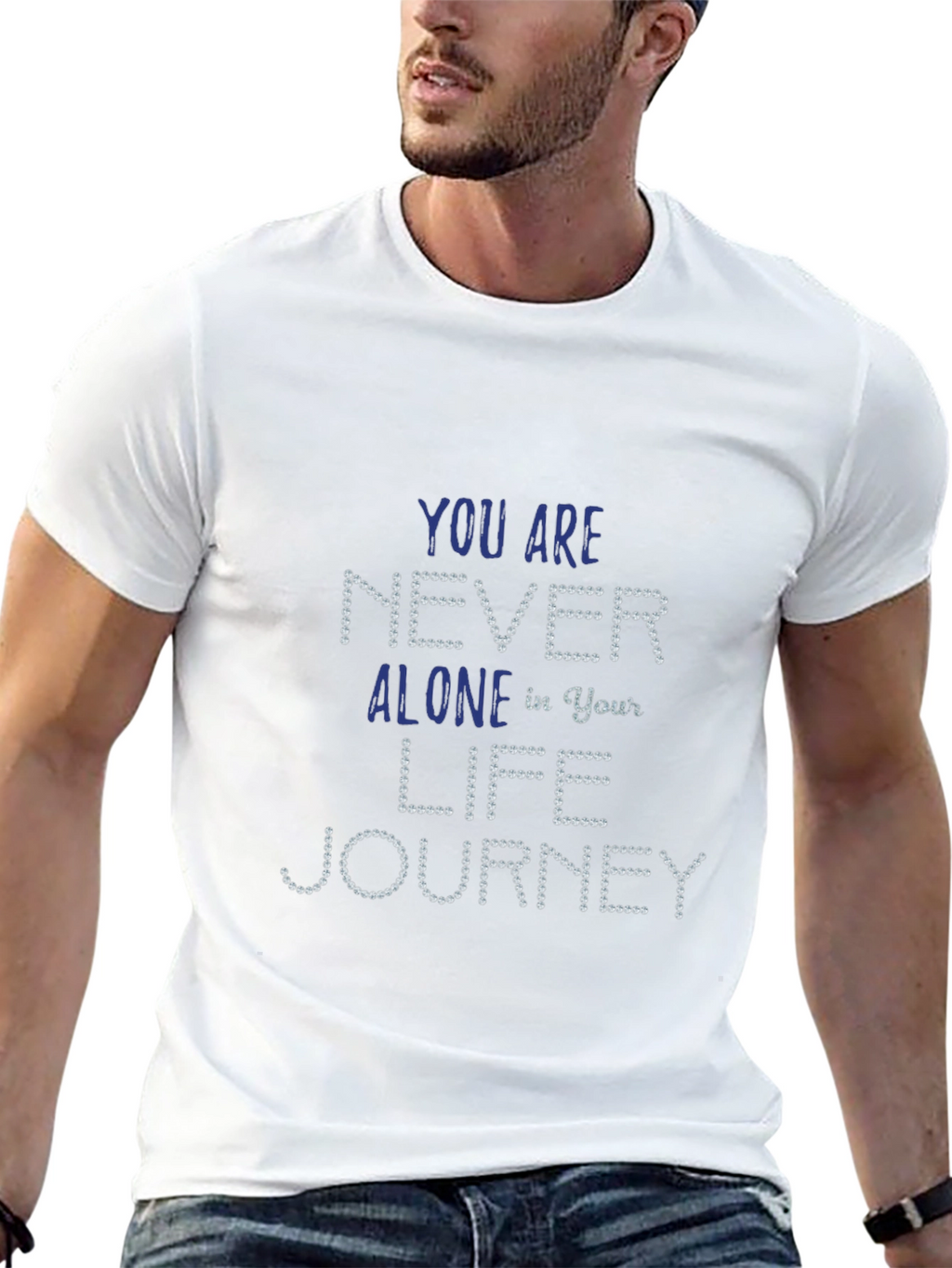 Inspirational Never Alone Black T-Shirt