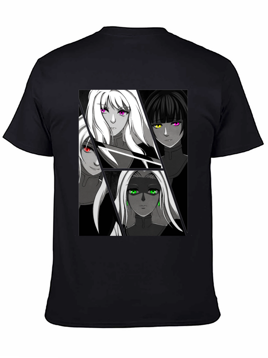 Anime Girls Black Graphic T-Shirt