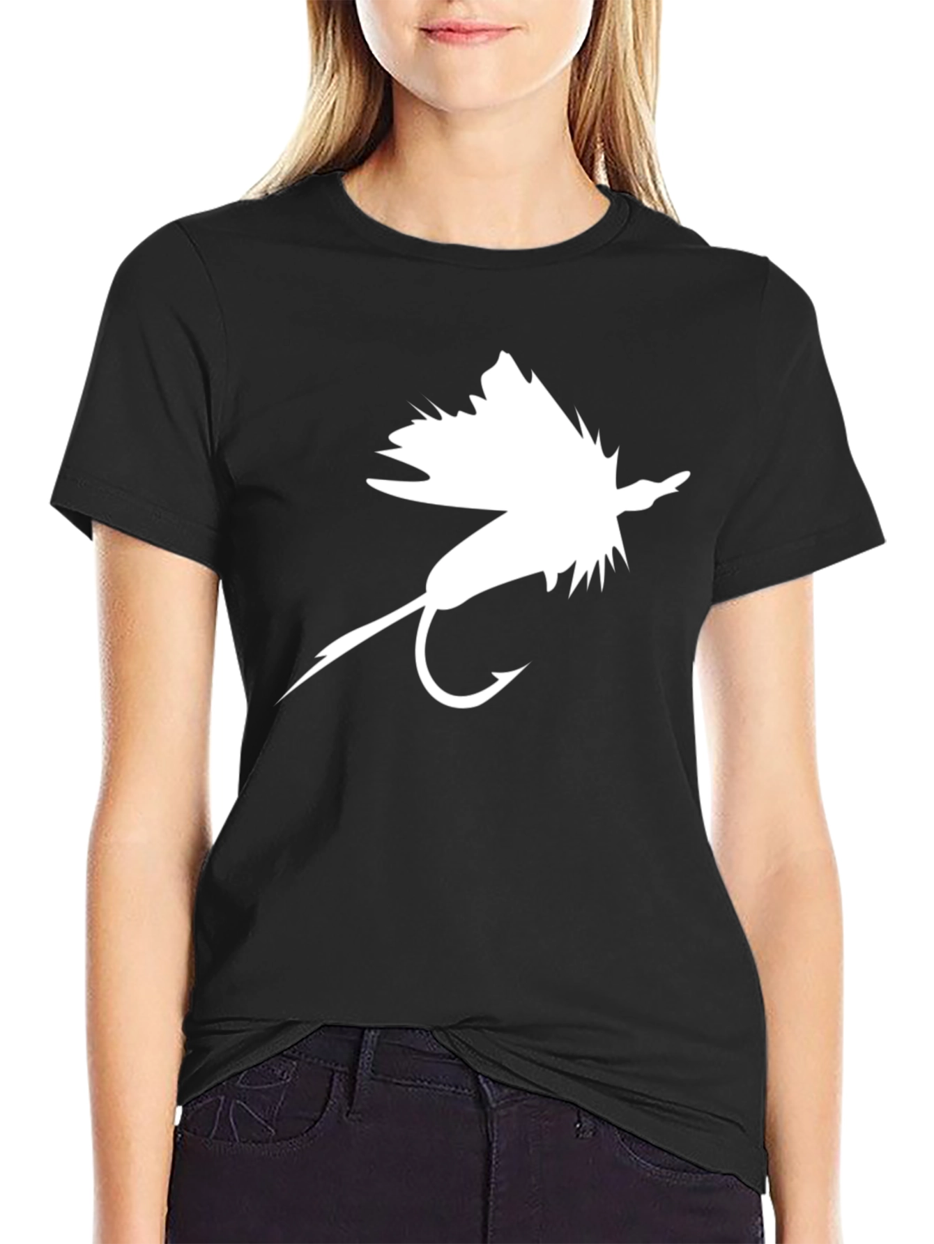 Fly Fishing Lure Graphic Tee - Black
