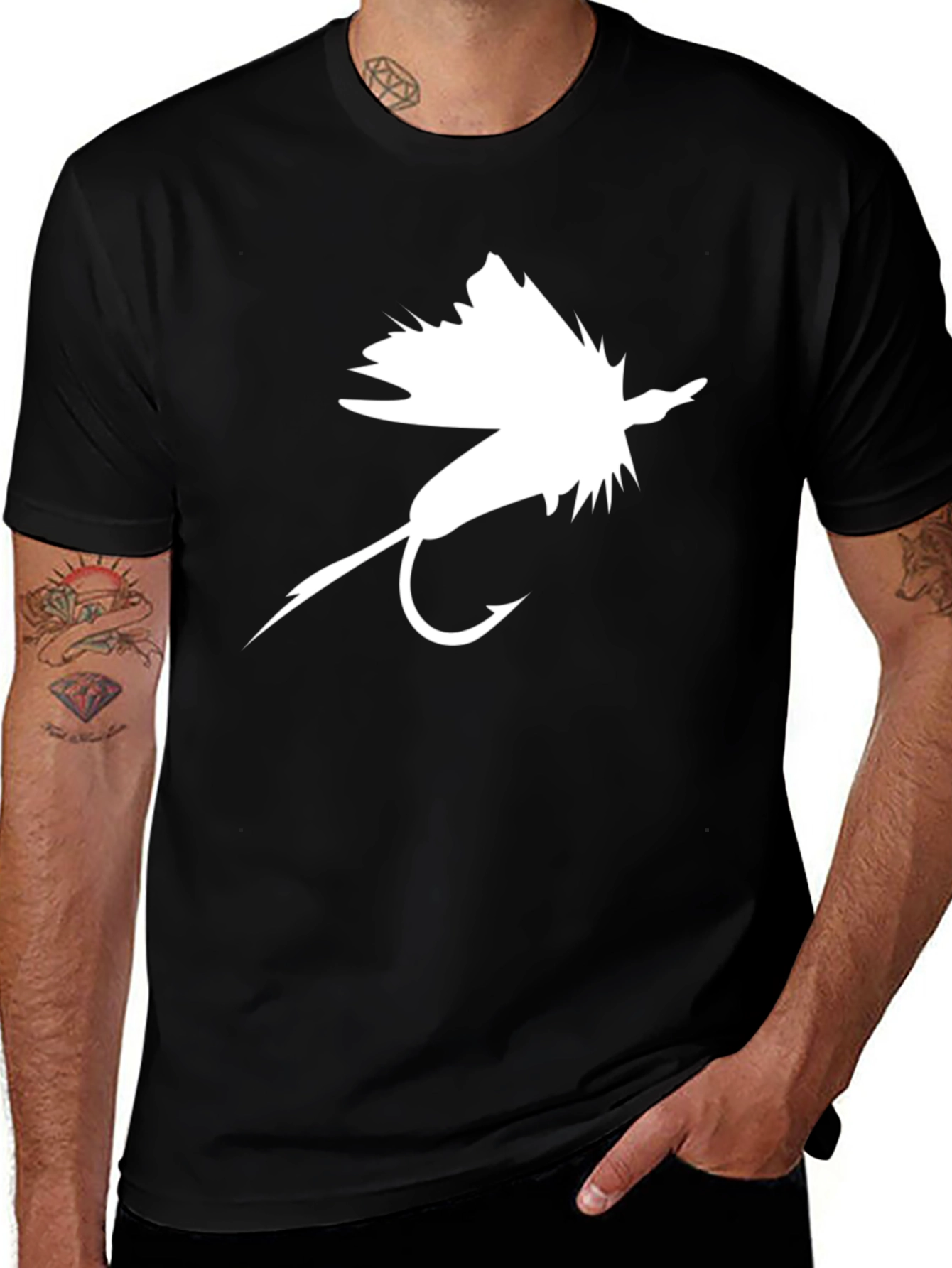 Fly Fishing Lure Graphic Tee - Black