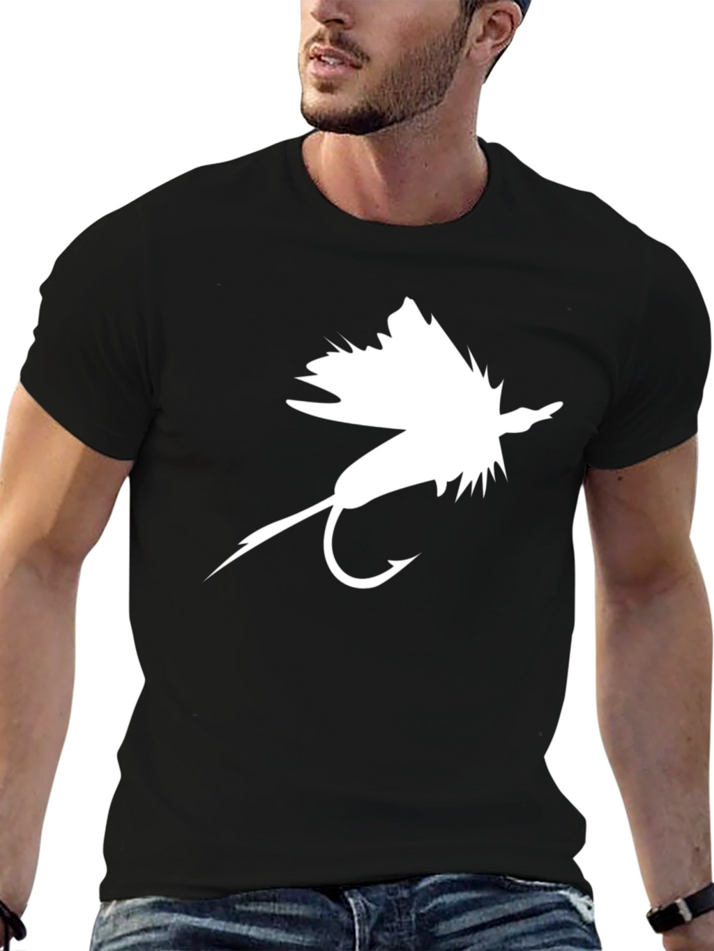 Fly Fishing Lure Graphic Tee - Black