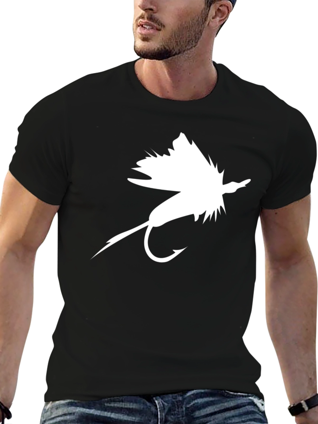 Fly Fishing Lure Graphic Tee - Black