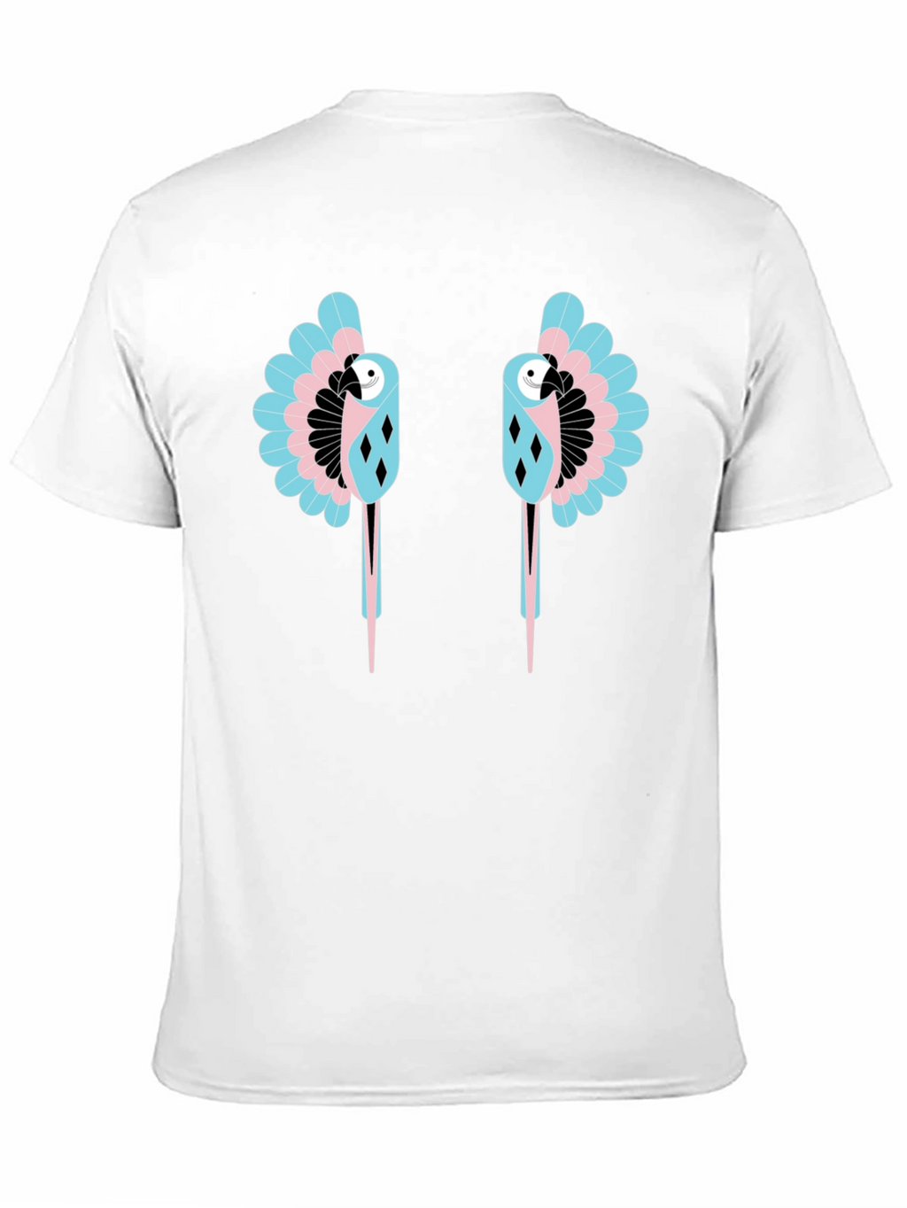 Dual Parrot Graphic Print Black T-Shirt