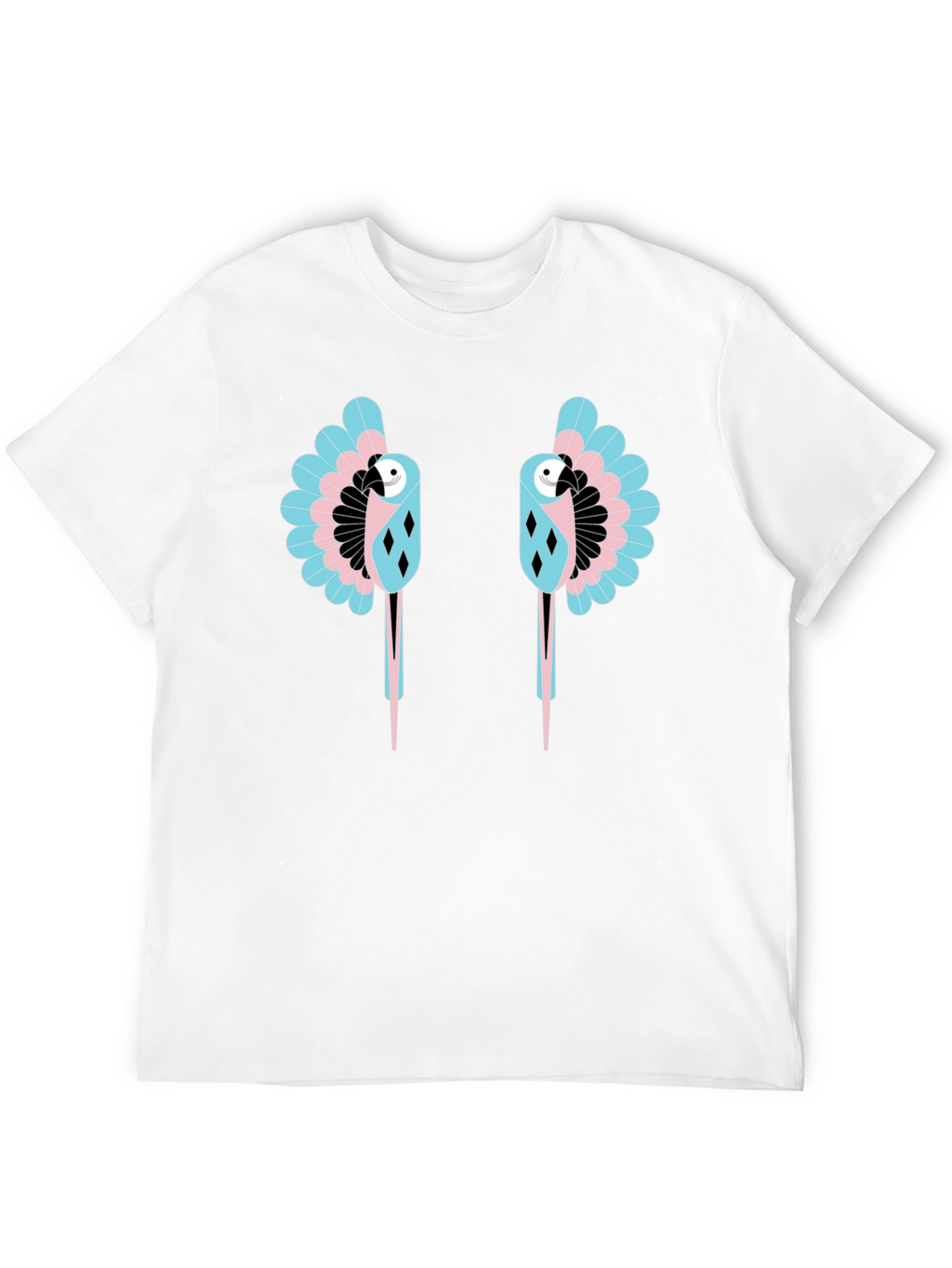 Dual Parrot Graphic Print Black T-Shirt