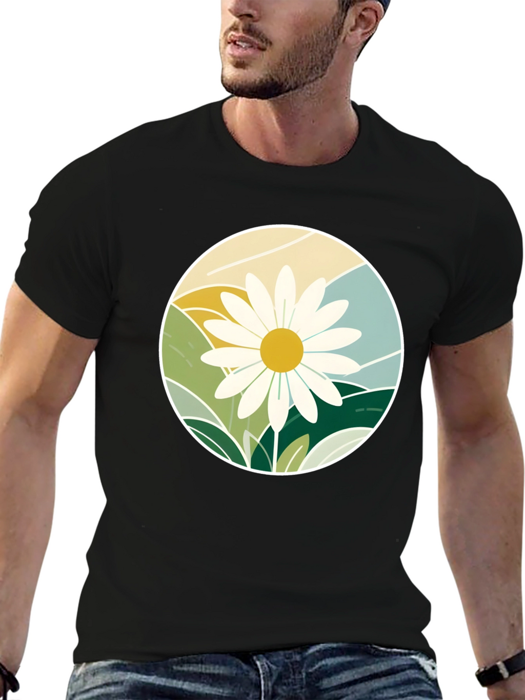 Daisy Mountainscape Graphic Tee - Black