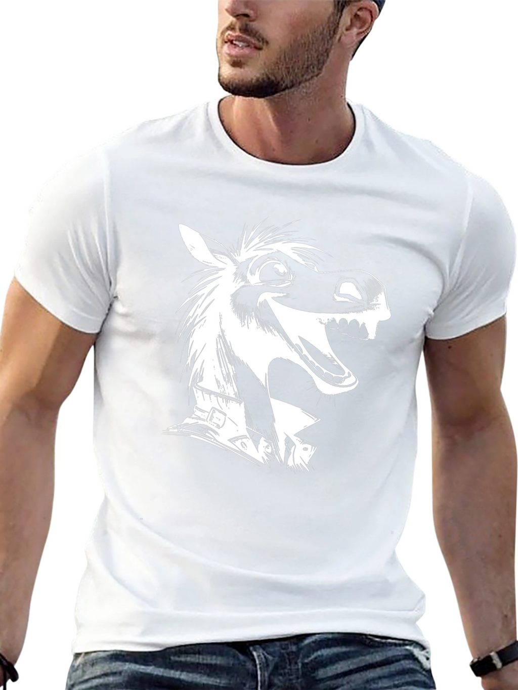 Funny Horse Graphic Tee - Black Cotton T-Shirt