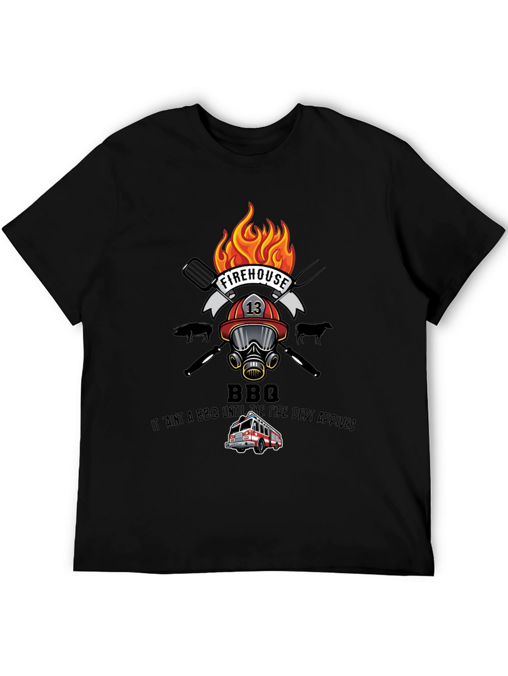 Firehouse BBQ Graphic T-Shirt - Firefighter Humor