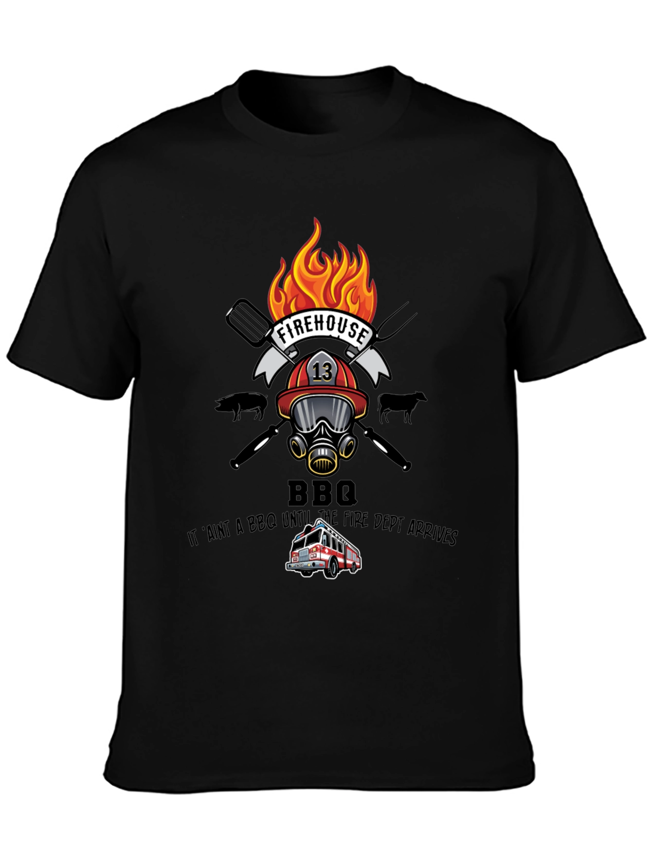 Firehouse BBQ Graphic T-Shirt - Firefighter Humor
