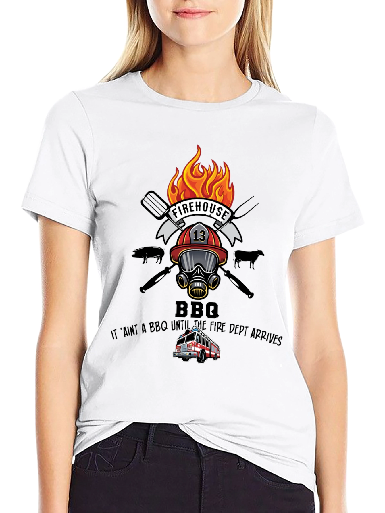 Firehouse BBQ Graphic T-Shirt - Firefighter Humor
