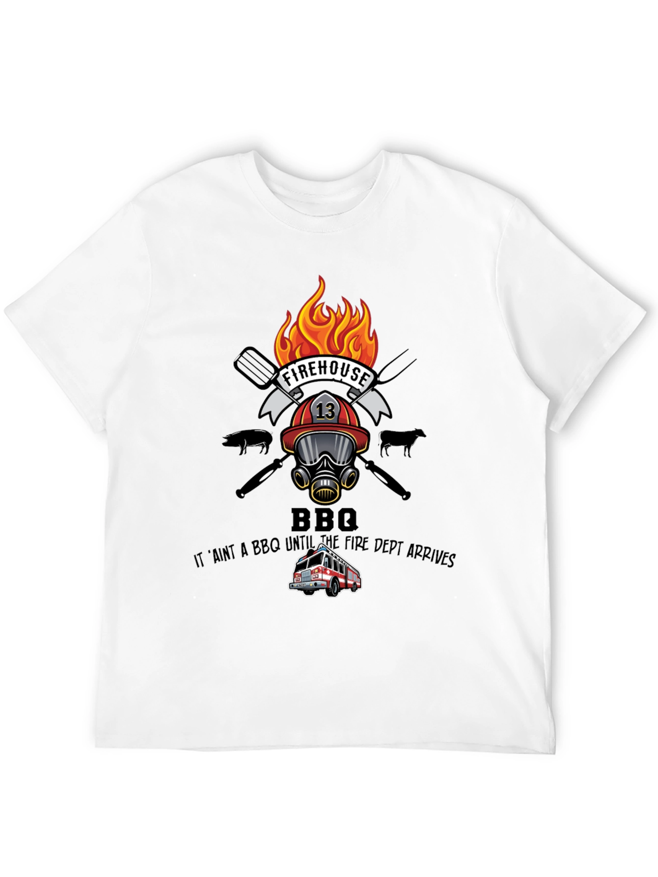 Firehouse BBQ Graphic T-Shirt - Firefighter Humor