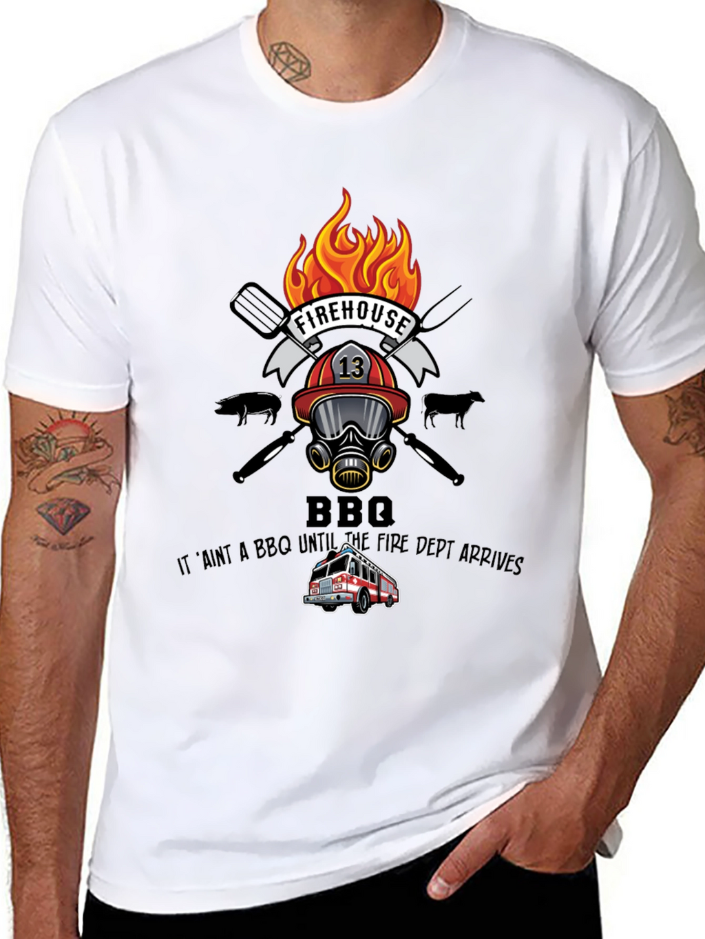 Firehouse BBQ Graphic T-Shirt - Firefighter Humor