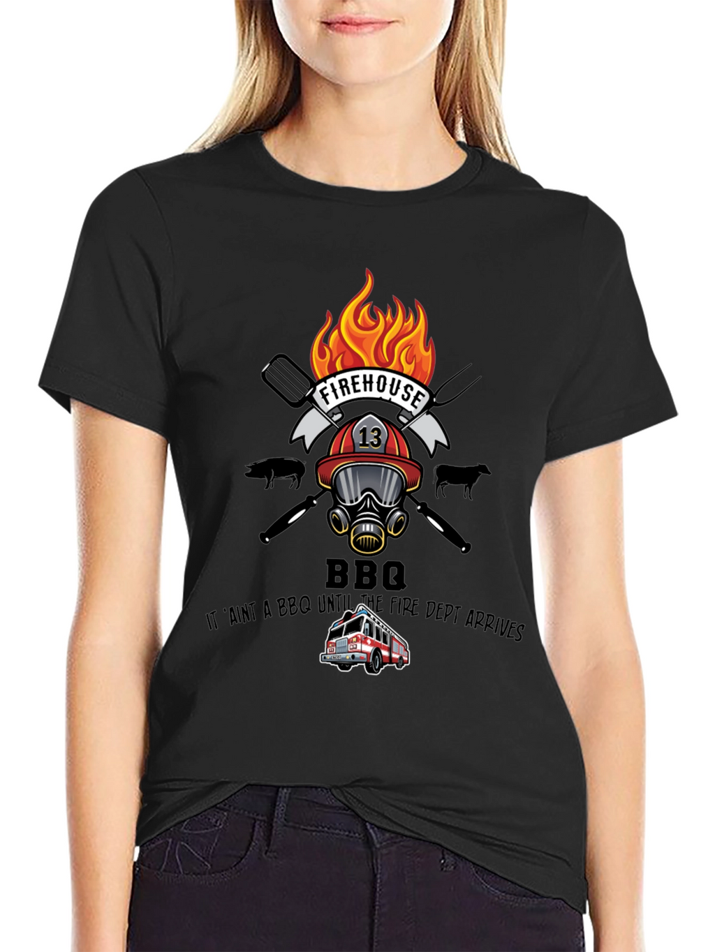 Firehouse BBQ Graphic T-Shirt - Firefighter Humor
