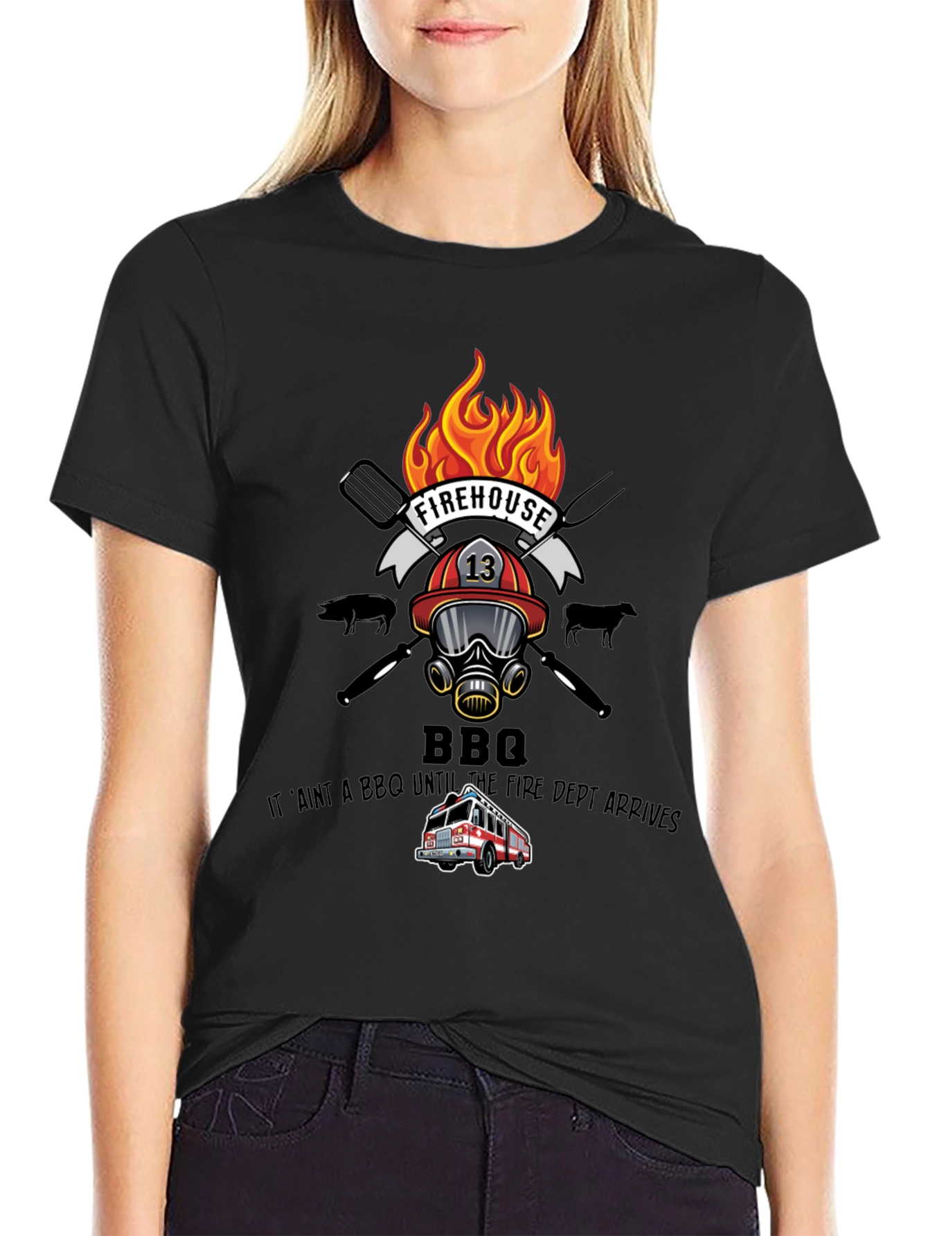 Firehouse BBQ Graphic T-Shirt - Firefighter Humor