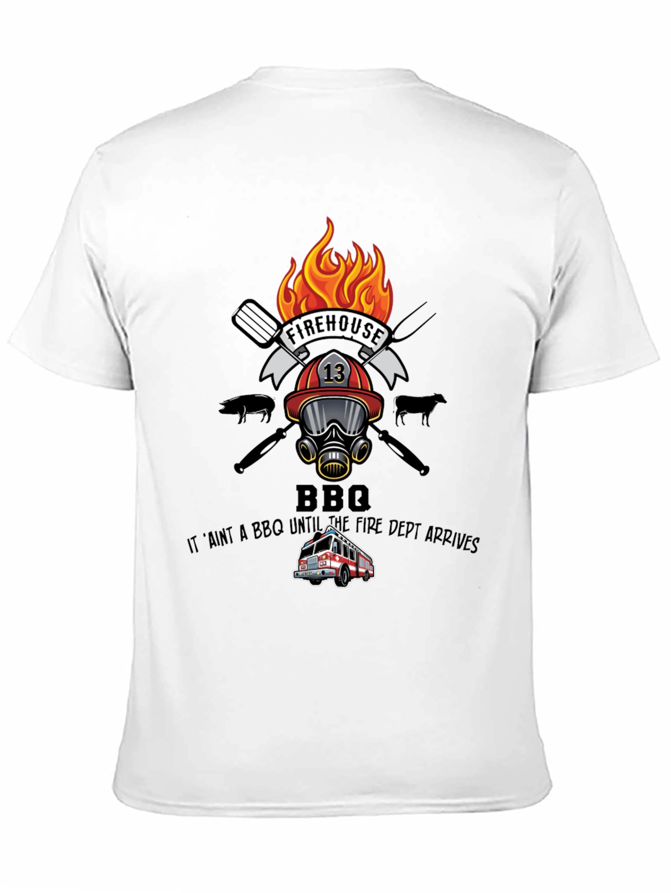 Firehouse BBQ Graphic T-Shirt - Firefighter Humor