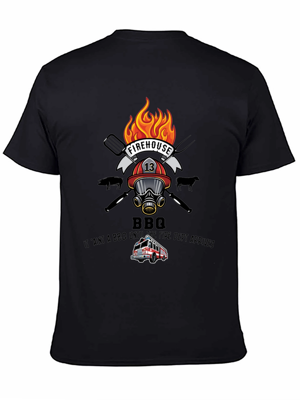 Firehouse BBQ Graphic T-Shirt - Firefighter Humor
