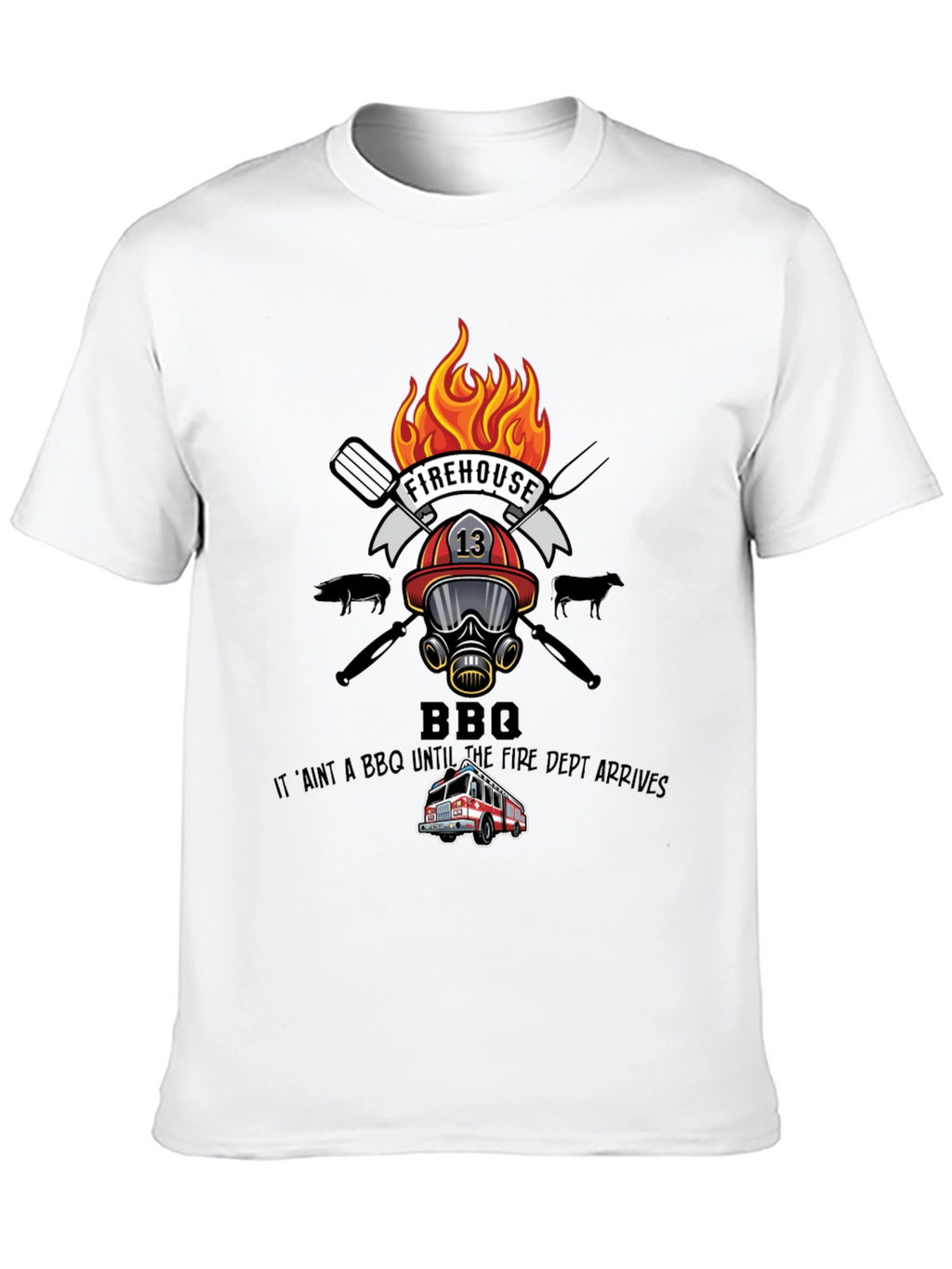 Firehouse BBQ Graphic T-Shirt - Firefighter Humor