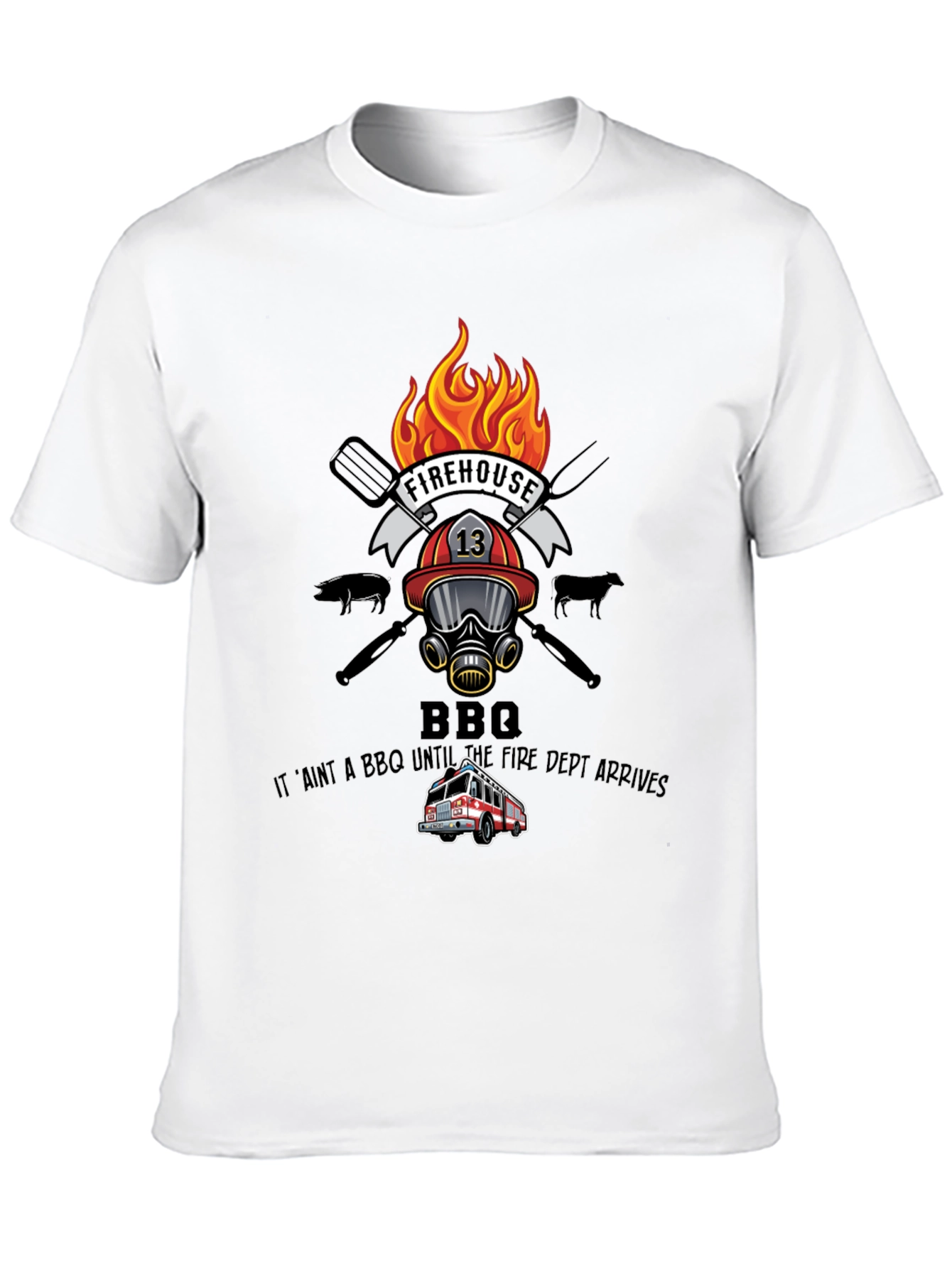 Firehouse BBQ Graphic T-Shirt - Firefighter Humor