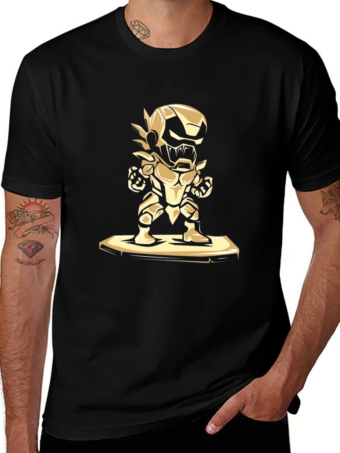 Golden Robot Warrior Graphic T-Shirt