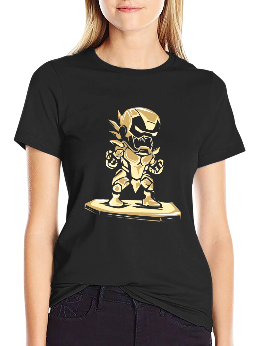Golden Robot Warrior Graphic T-Shirt