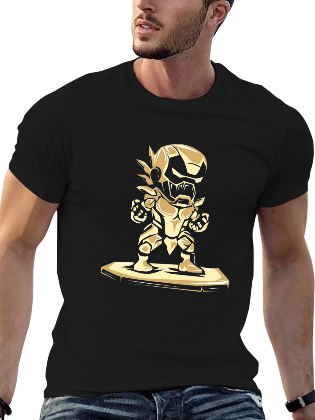 Golden Robot Warrior Graphic T-Shirt