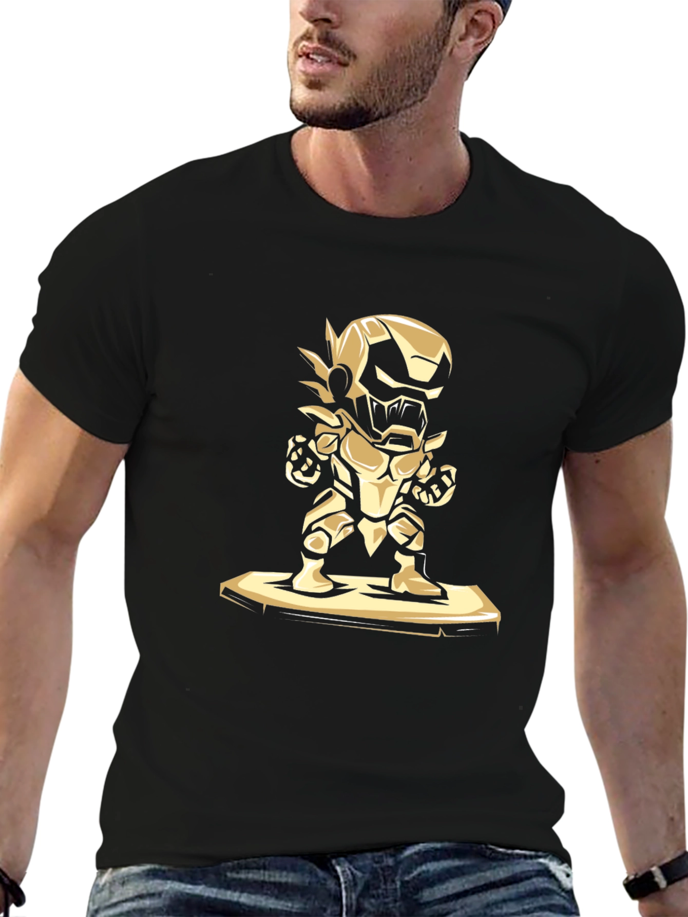 Golden Robot Warrior Graphic T-Shirt