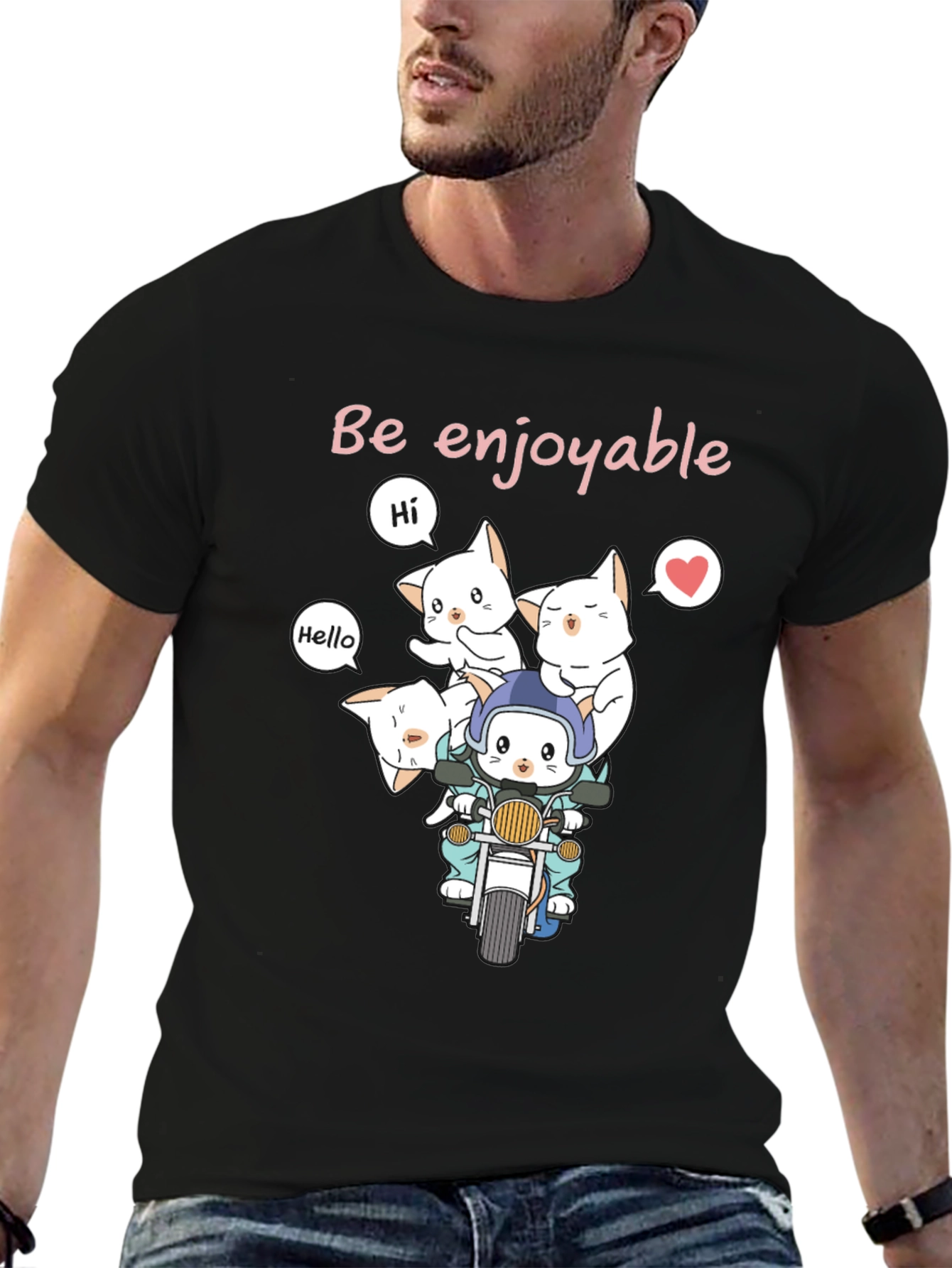 Cats on a Motorcycle T-Shirt - Be Enjoyable