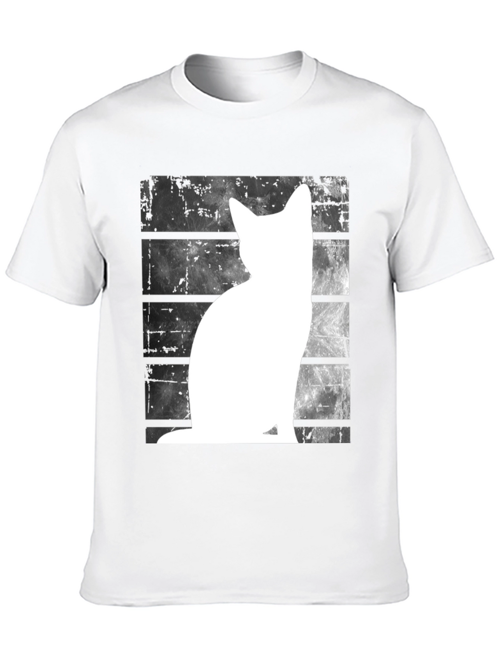 Cat Silhouette Graphic Tee - Black