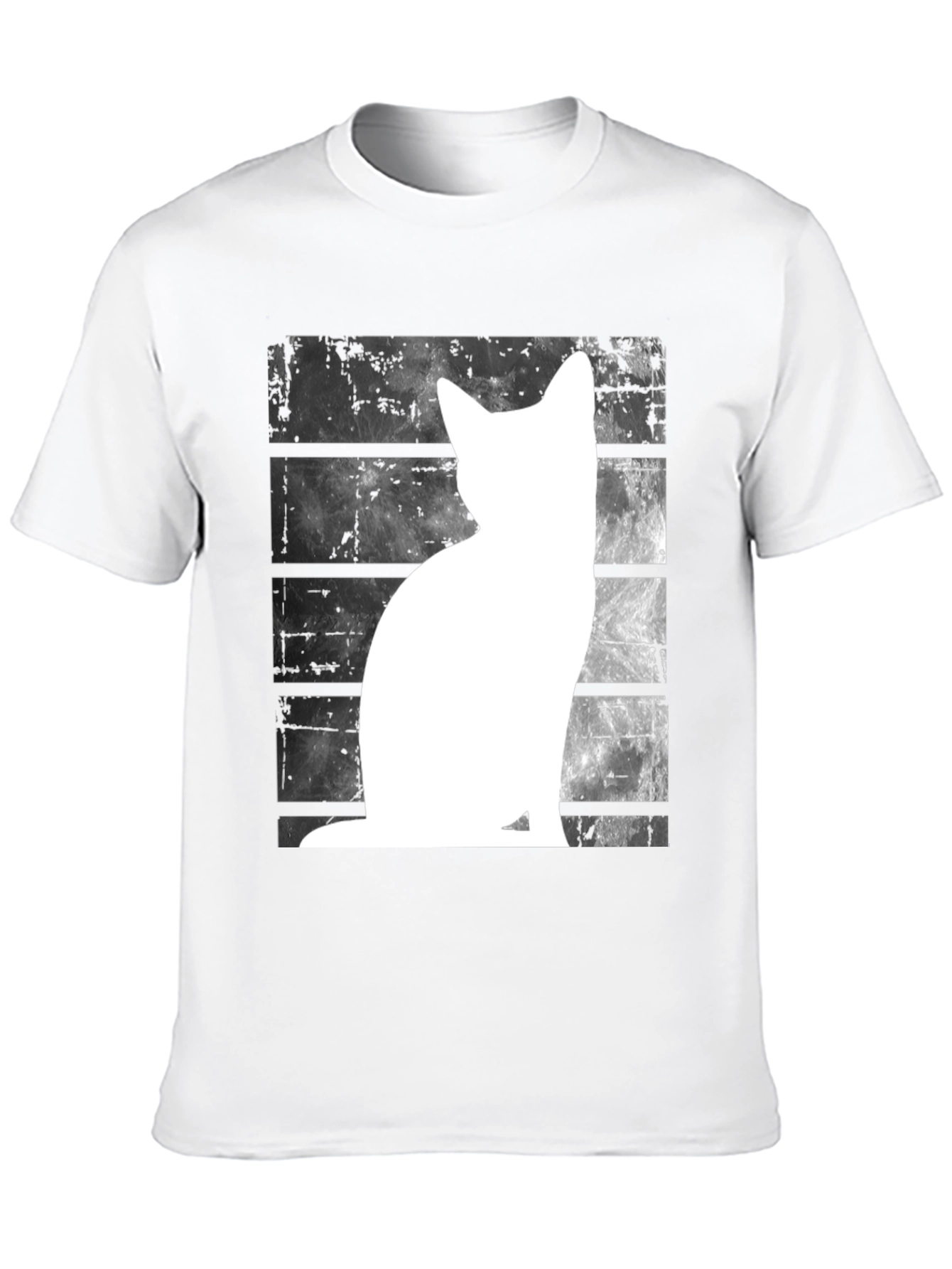 Cat Silhouette Graphic Tee - Black