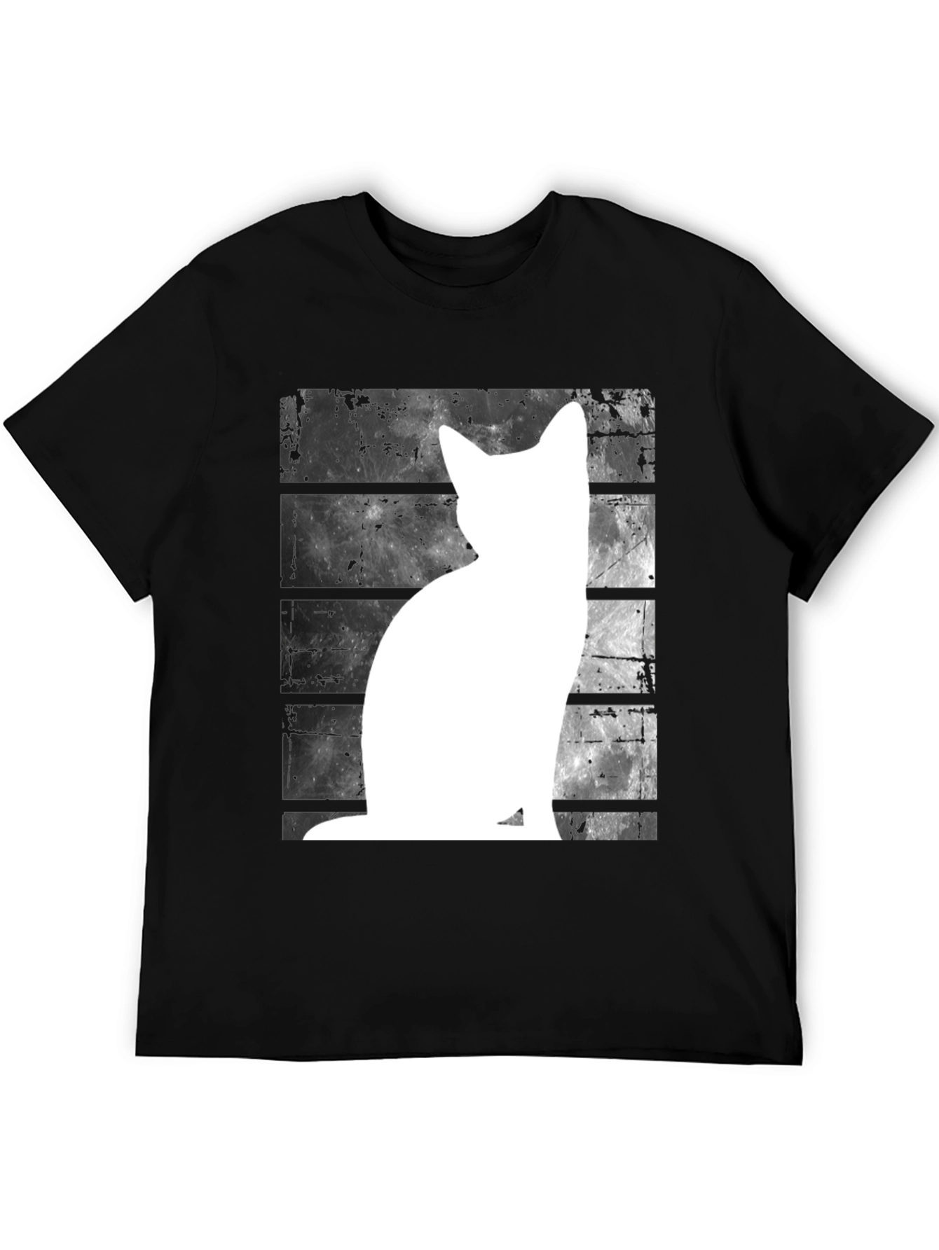 Cat Silhouette Graphic Tee - Black