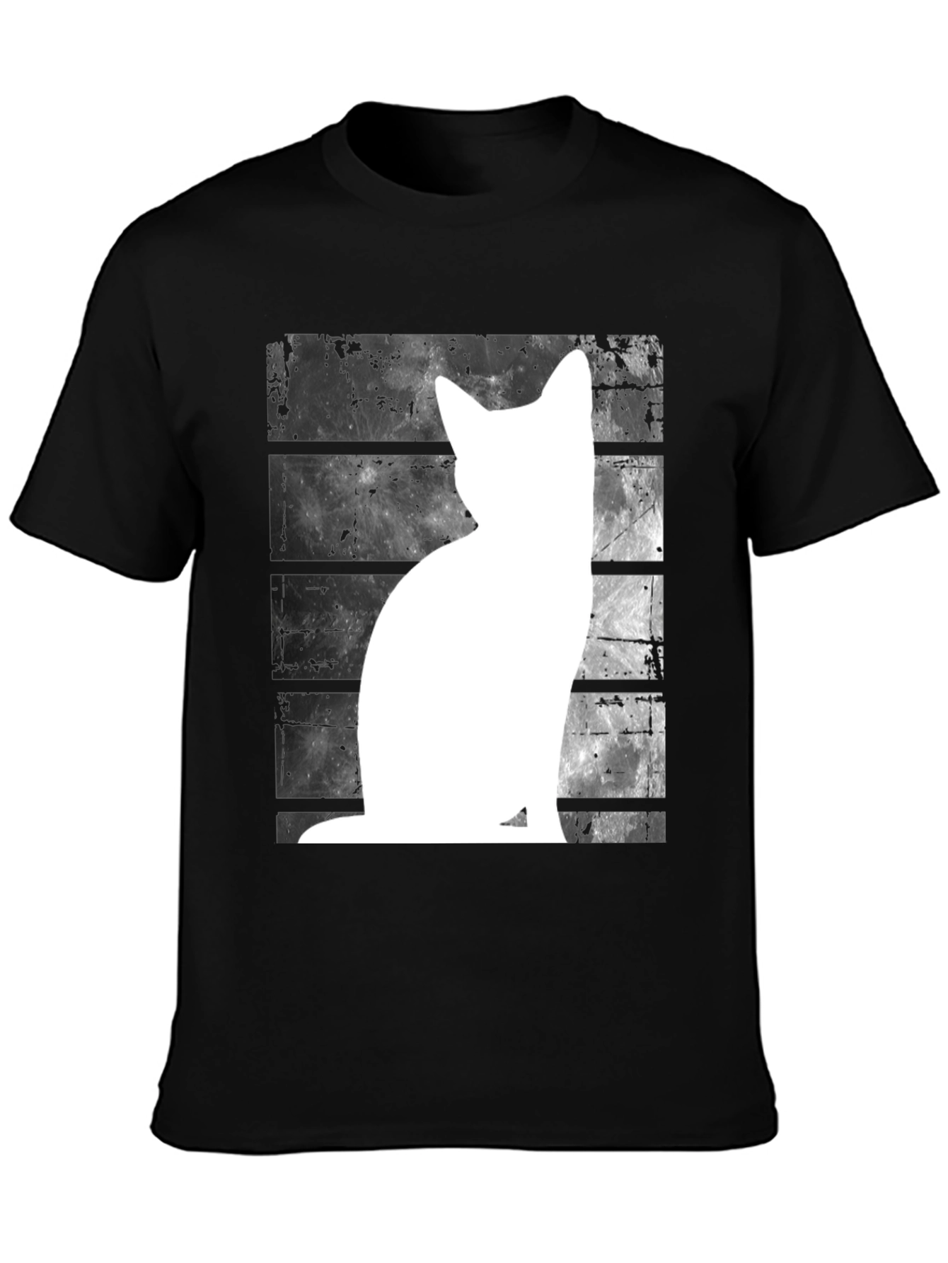 Cat Silhouette Graphic Tee - Black