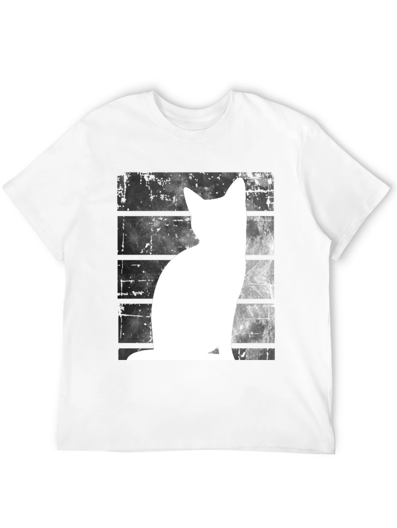 Cat Silhouette Graphic Tee - Black