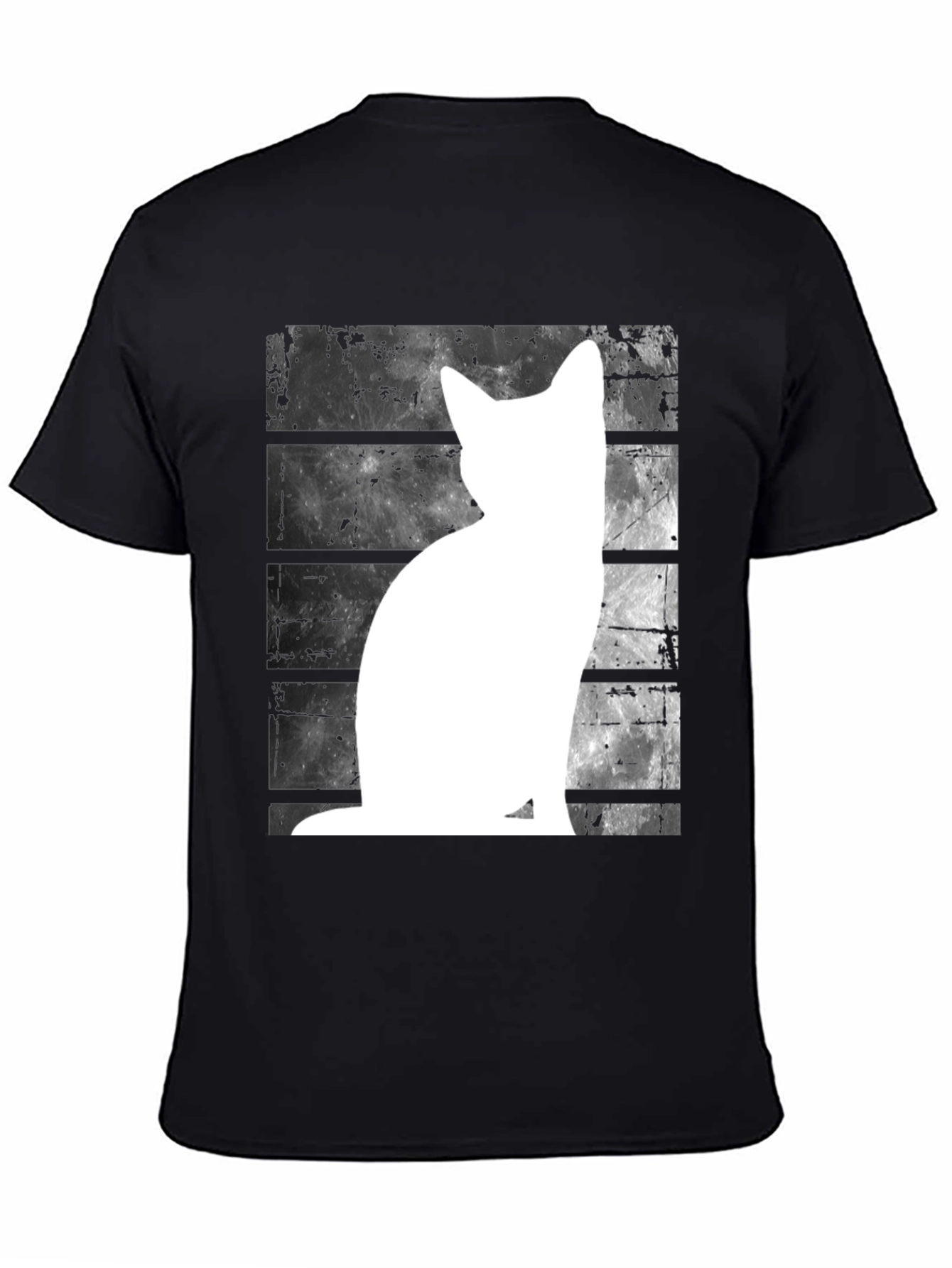 Cat Silhouette Graphic Tee - Black