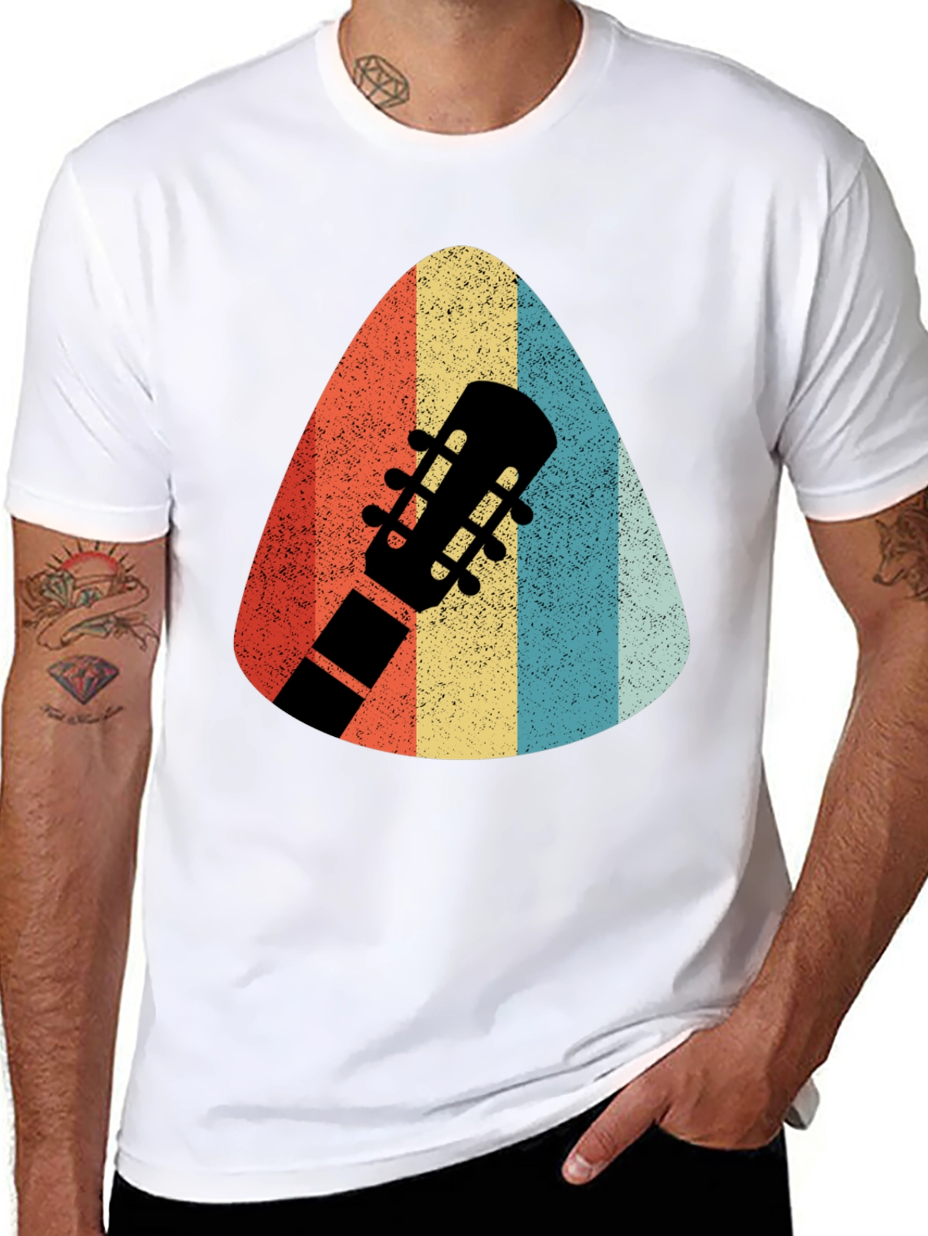 Retro Guitar Pick T-Shirt - Musicians Style