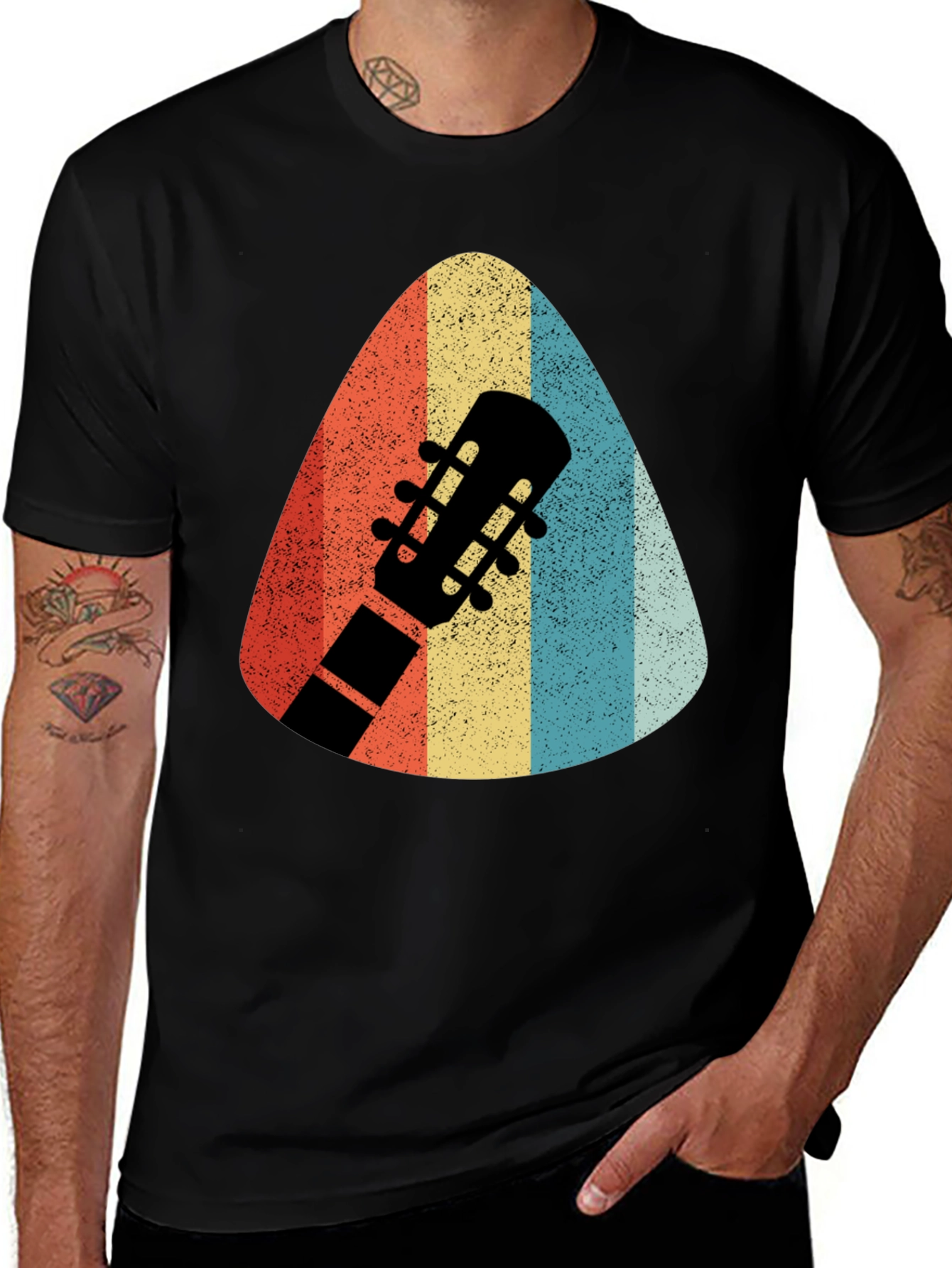 Retro Guitar Pick T-Shirt - Musicians Style
