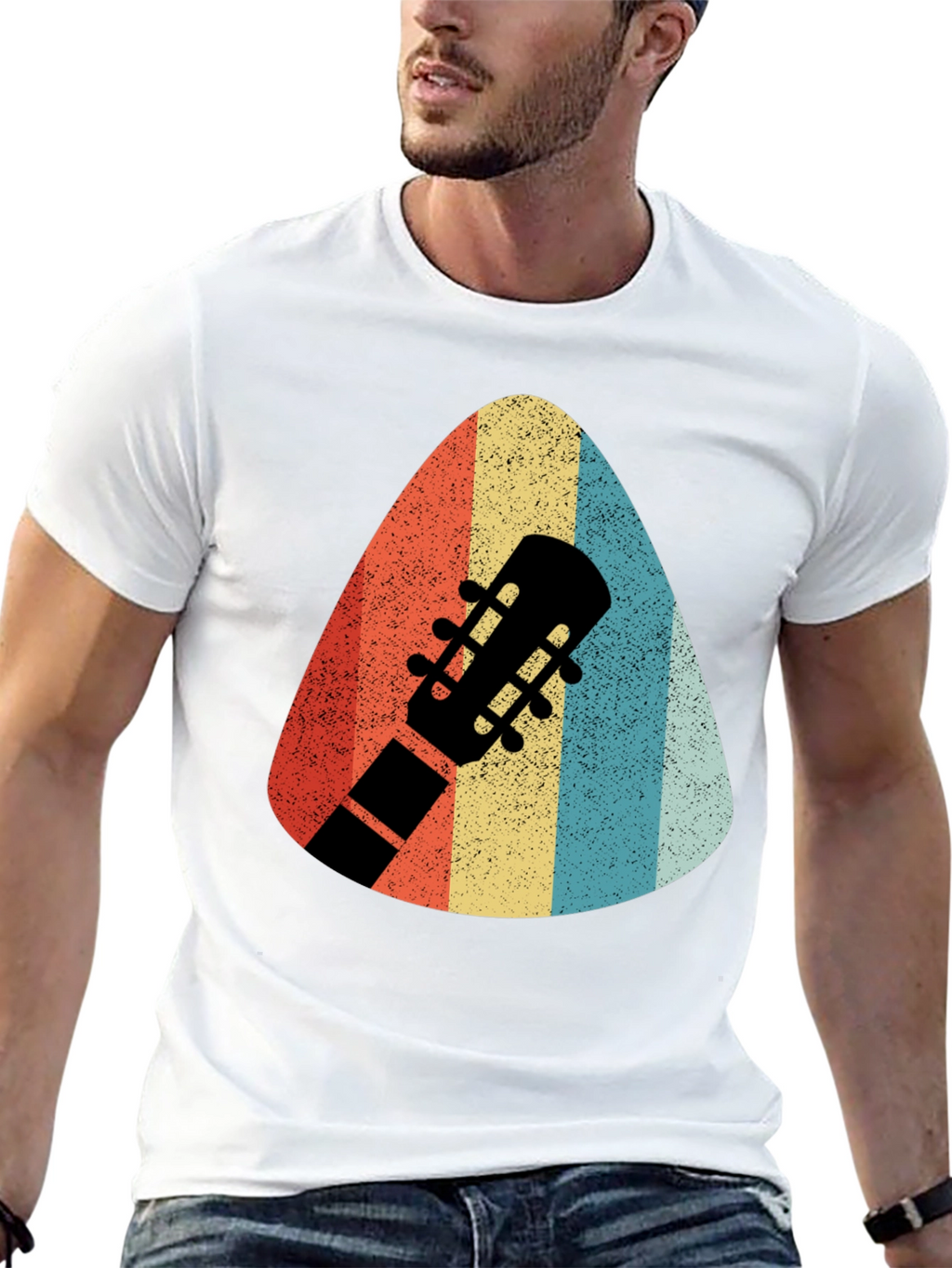 Retro Guitar Pick T-Shirt - Musicians Style