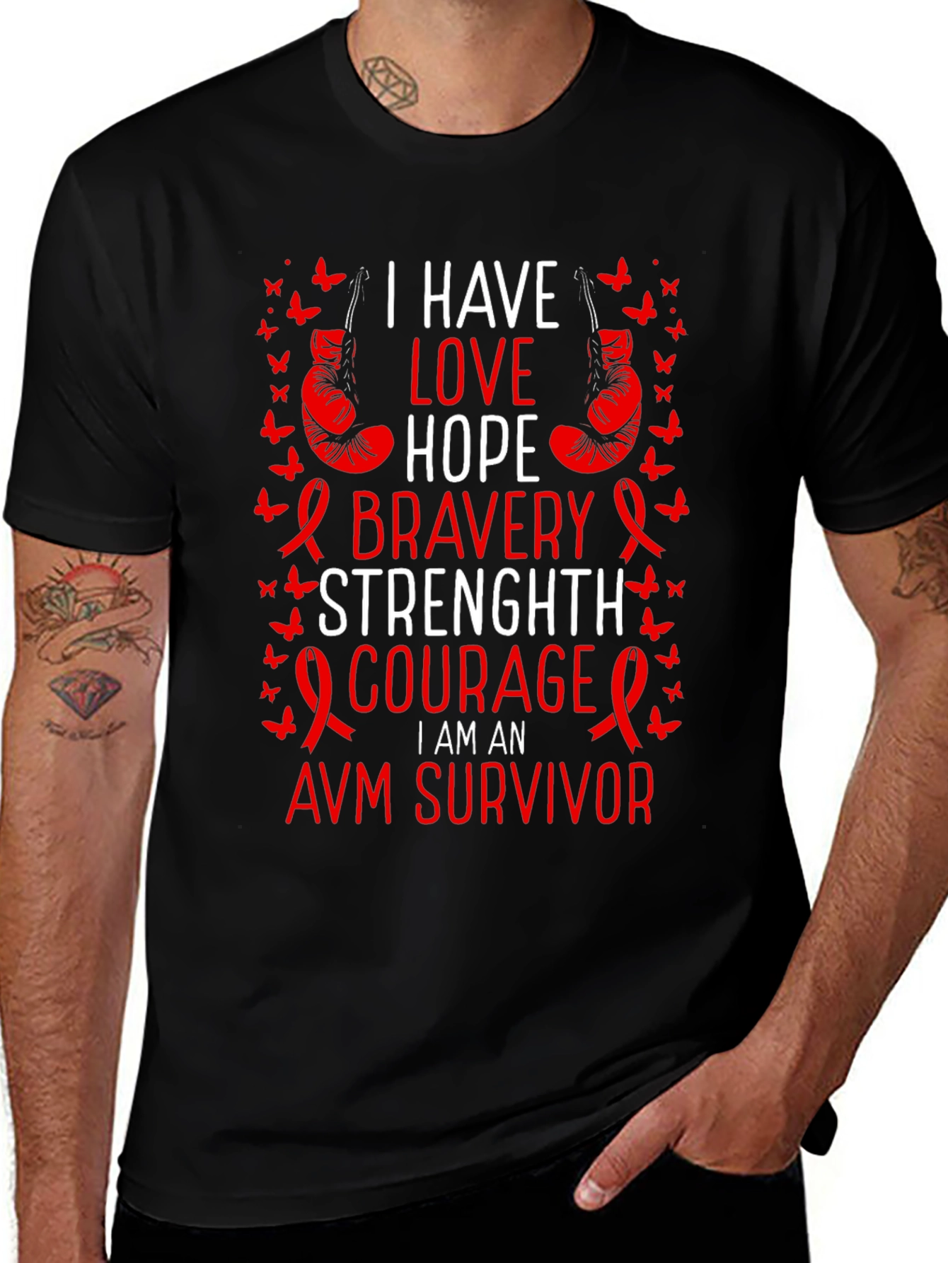 AVM Survivor T-Shirt - Love Hope Bravery Strength