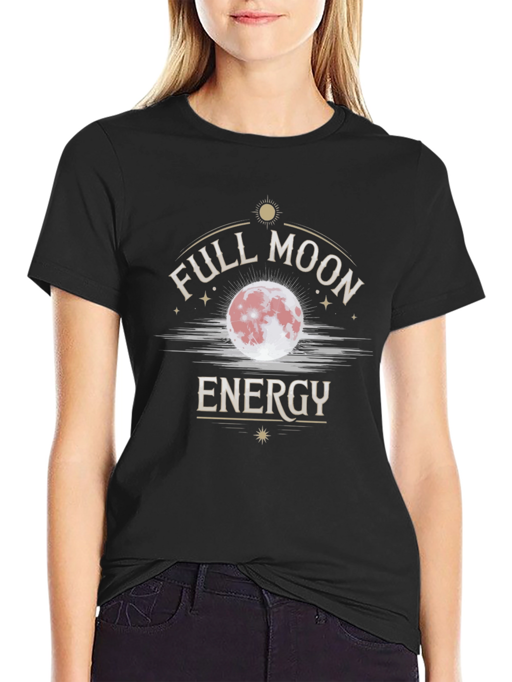 Full Moon Energy Black Graphic T-Shirt