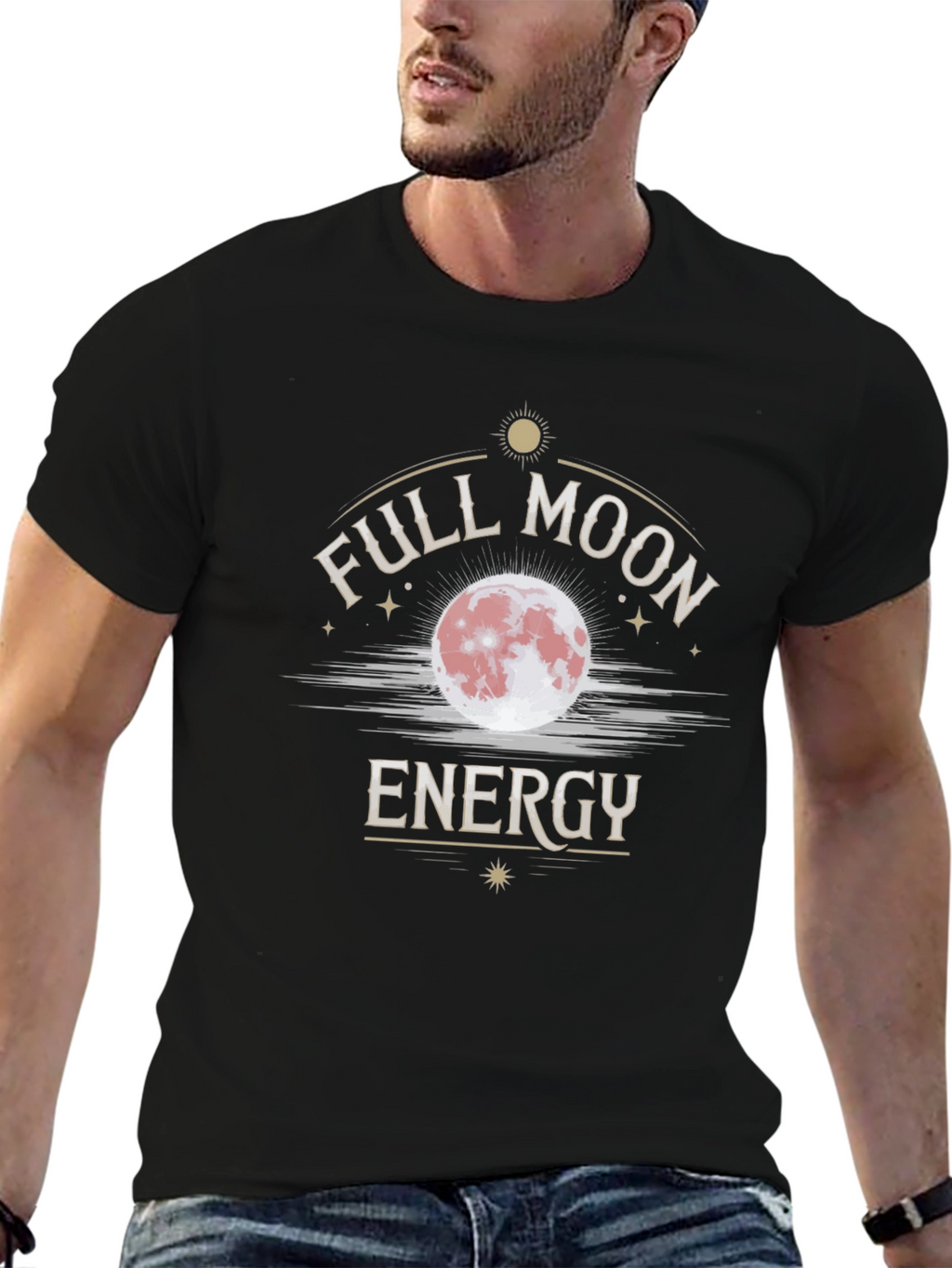 Full Moon Energy Black Graphic T-Shirt