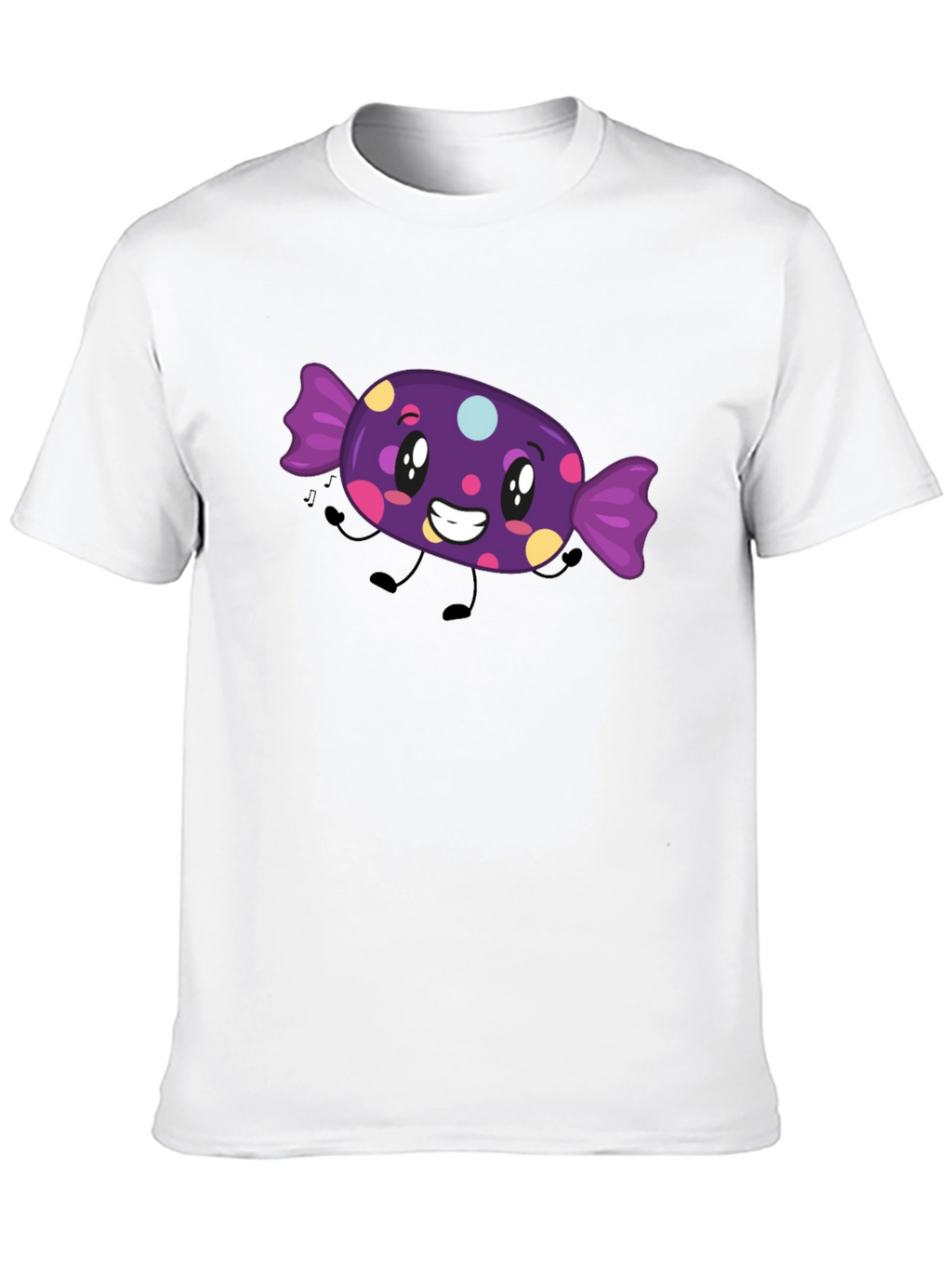Candy Cartoon Graphic T-Shirt - Black Fun Design