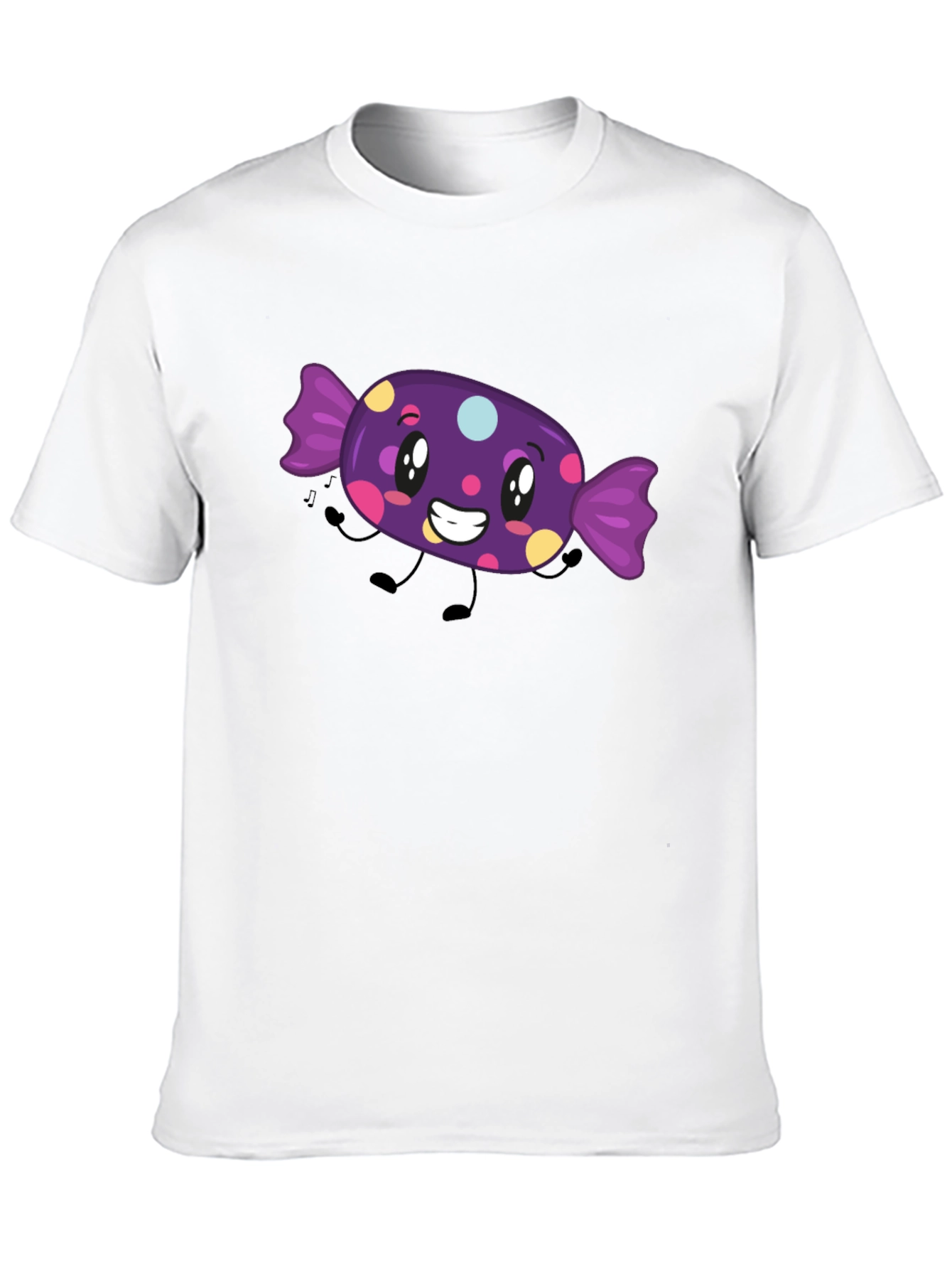 Candy Cartoon Graphic T-Shirt - Black Fun Design